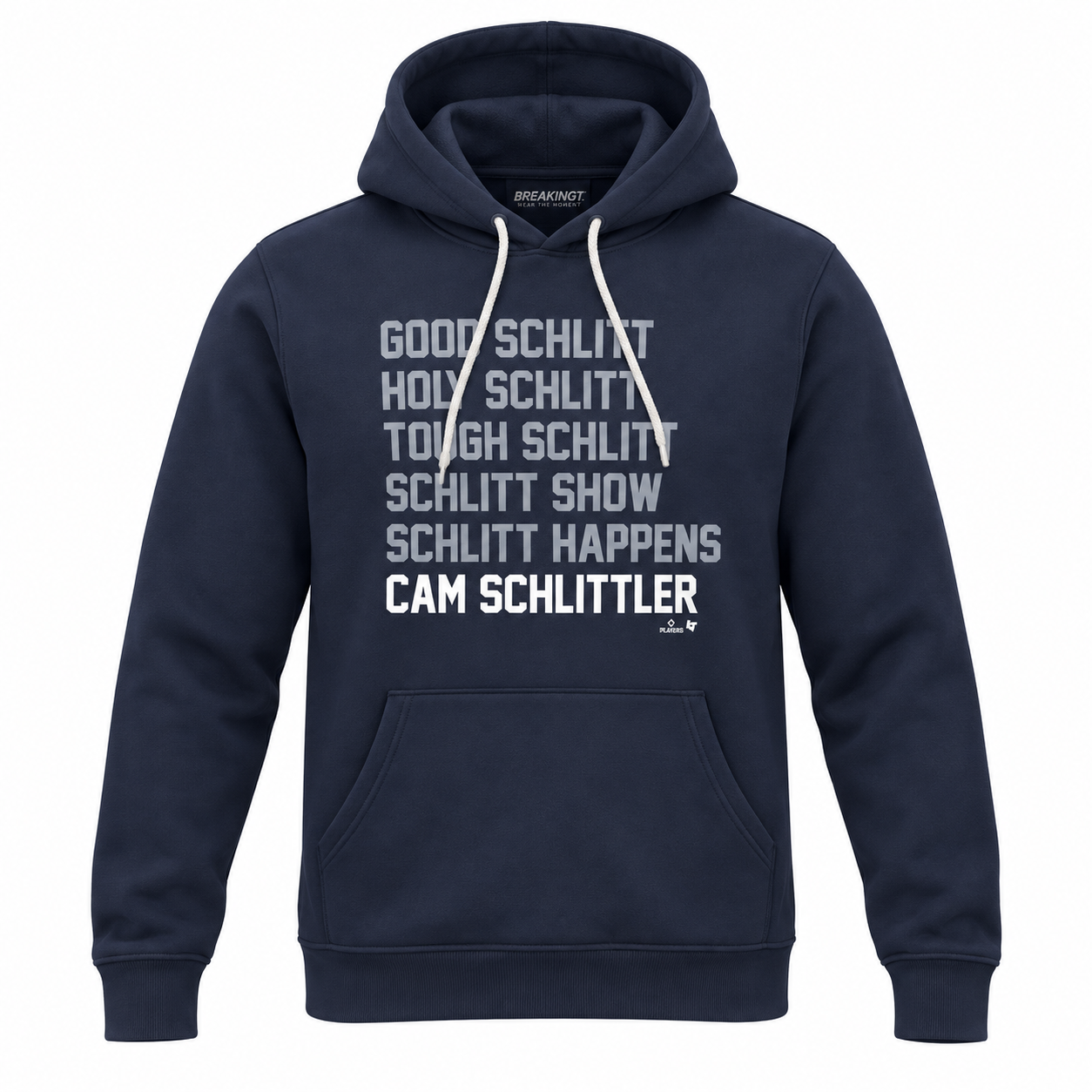 Sweat à capuche unisexe BreakingT Cam Schlittler bleu marine New York Yankees Schlitt List Premium Fleece