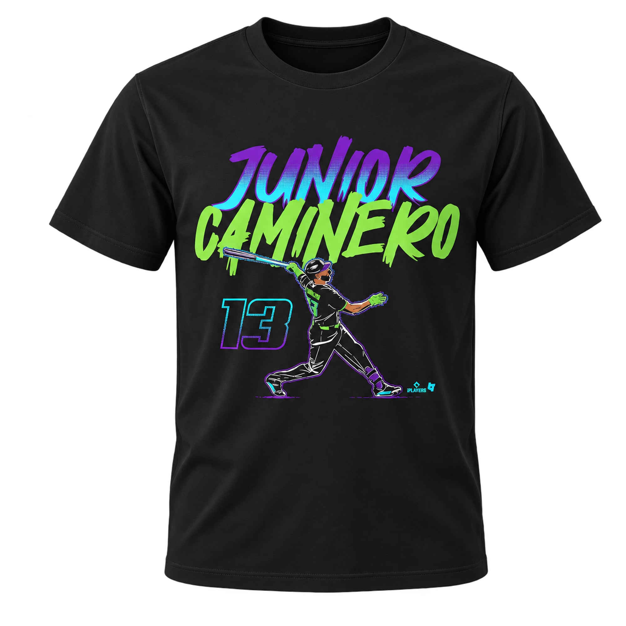 T-shirt unisexe BreakingT Junior Caminero Black Slugger Swing Number
