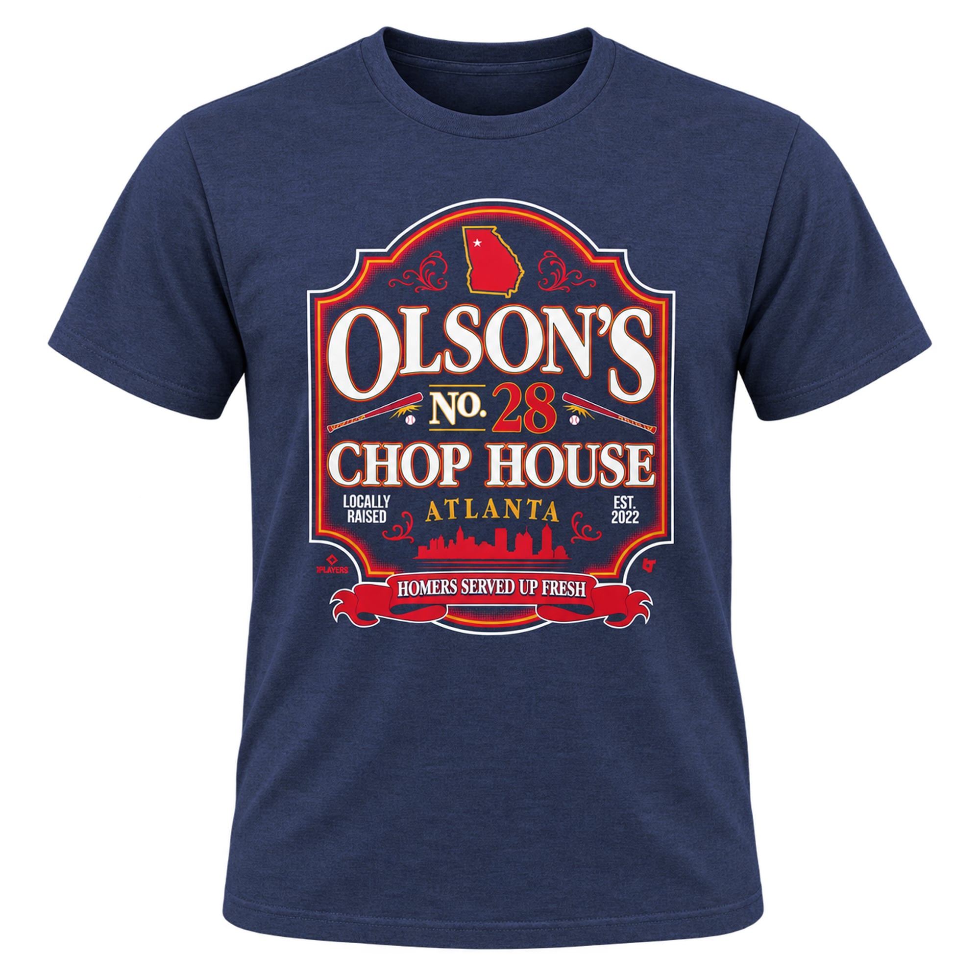 T-shirt unisexe BreakingT Matt Olson Navy Chop House