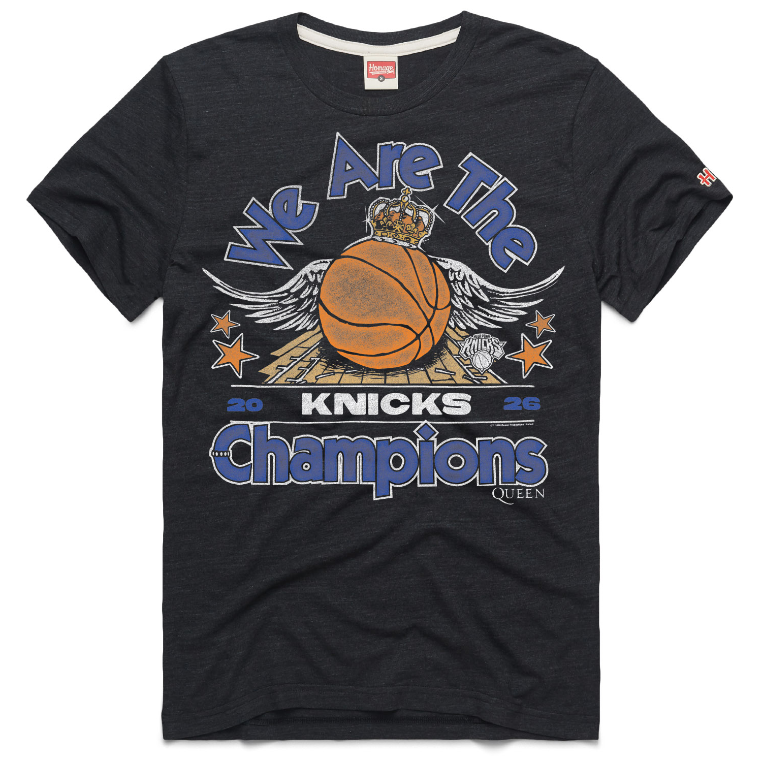 T-shirt unisexe Homage Charcoal New York Knicks x Queen Champions des finales NBA 2026