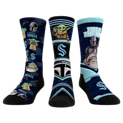  Seattle Kraken Rock Em Unisex The Mandalorian 3-Pack Crew Socks