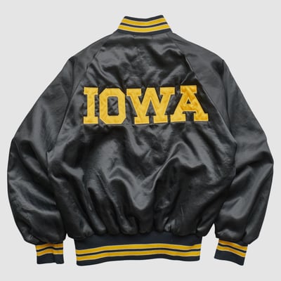 University of Iowa Pla-Jac 80s Full Snap Jacket - Black - M by Fanatics Real Vintage