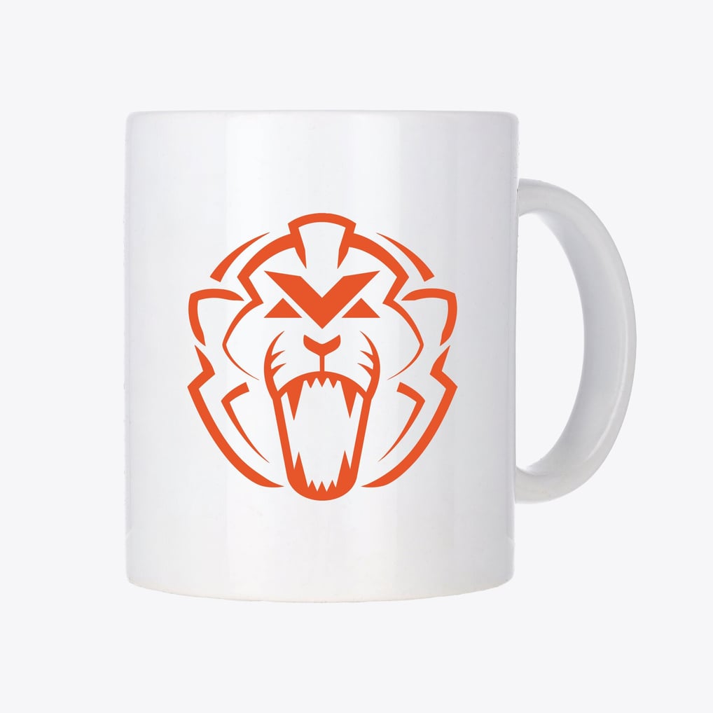 Unleash the Lion Logo Kaffeebecher (325 ml) – Weiß