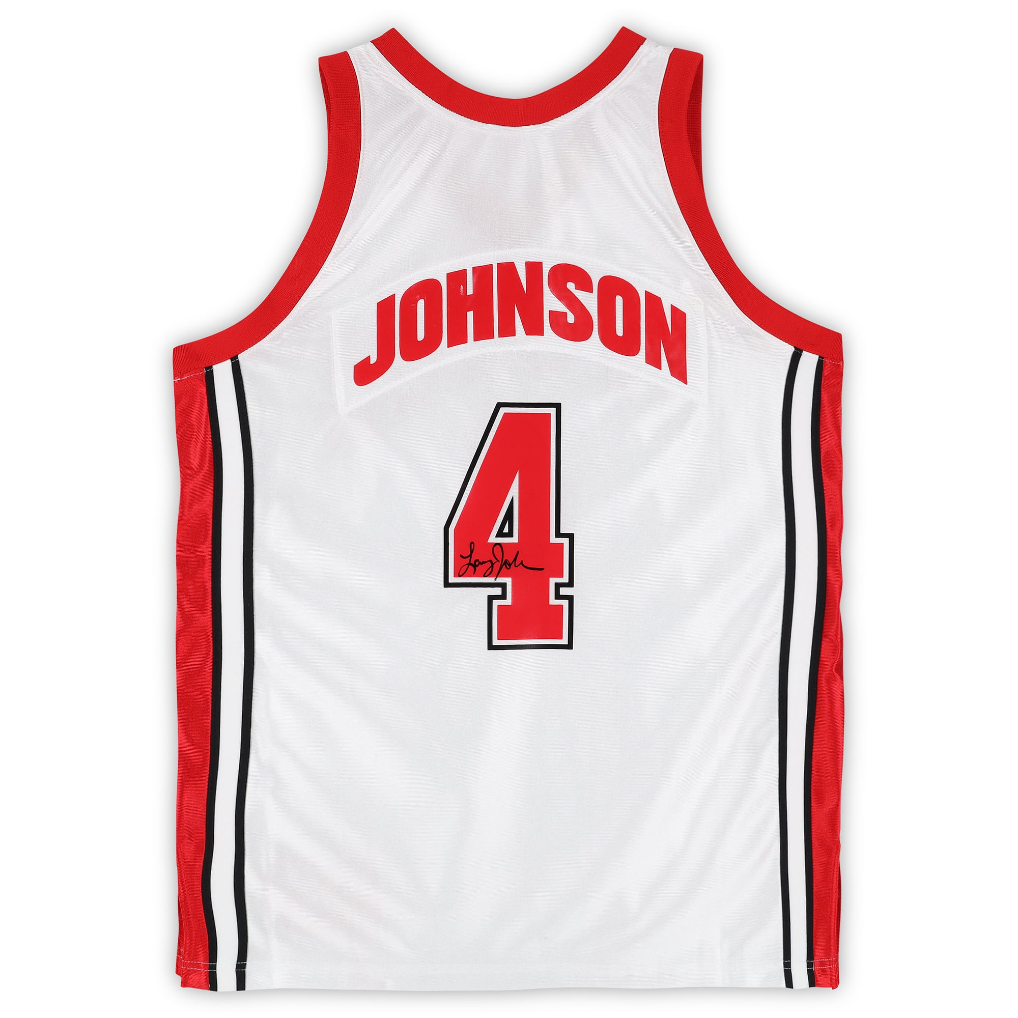 Maillot authentique Mitchell & Ness blanc autographié de Larry Johnson (UNLV Rebels), 1989