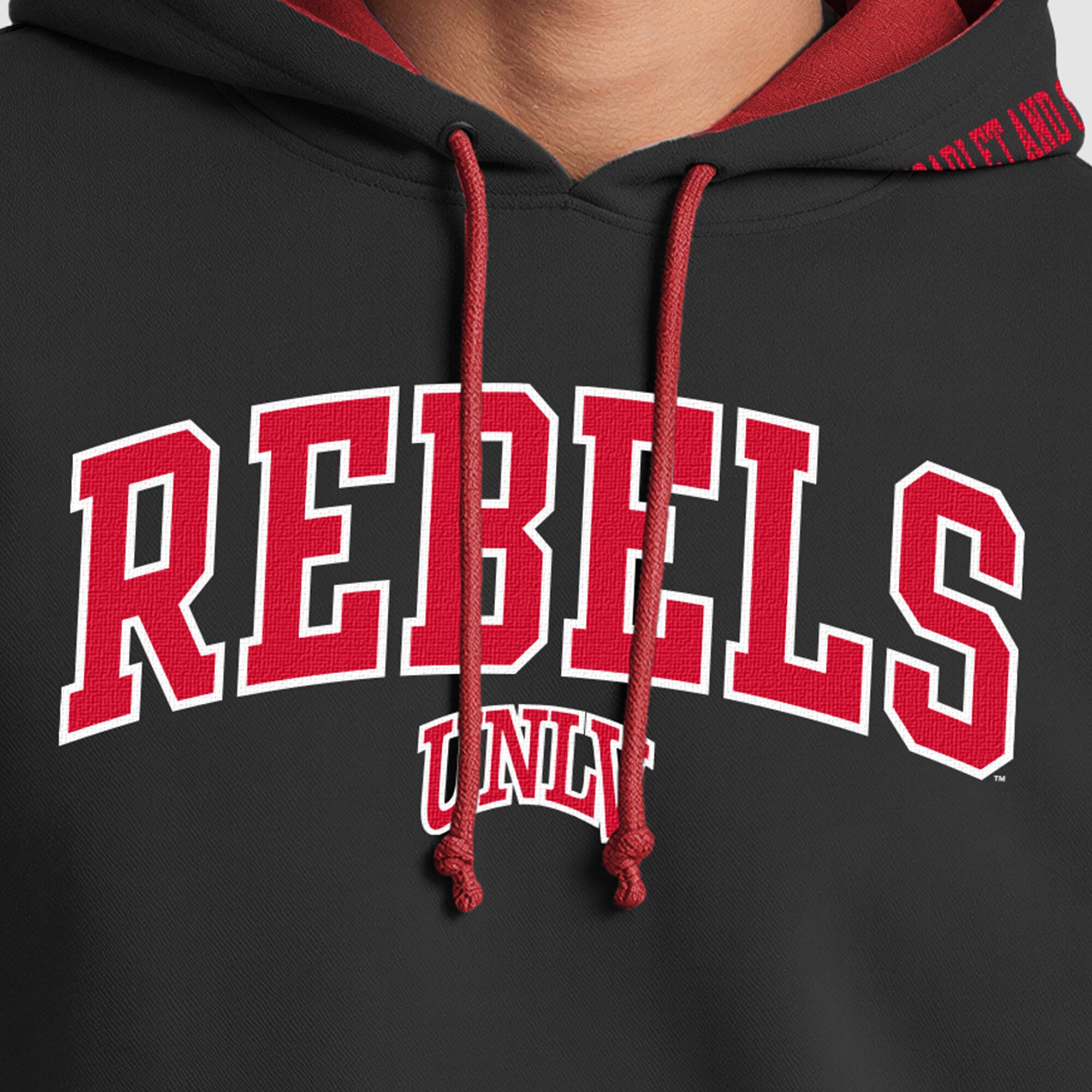Men's Champion Black/Red UNLV Rebels Contrast Hoodie