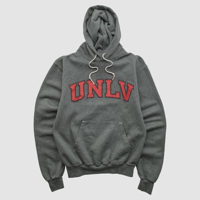UNLV Rebels Champion 2000s Hooded Pullover Sweatshirt - Dark Heather Gray - XS by Fanatics Real Vintage