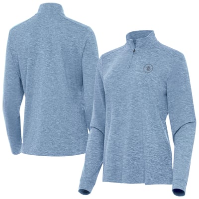 Women's 2026 U.S. Mid-Amateur Antigua Heather Aqua Mentor Quarter-Zip Mock Long Sleeve Top