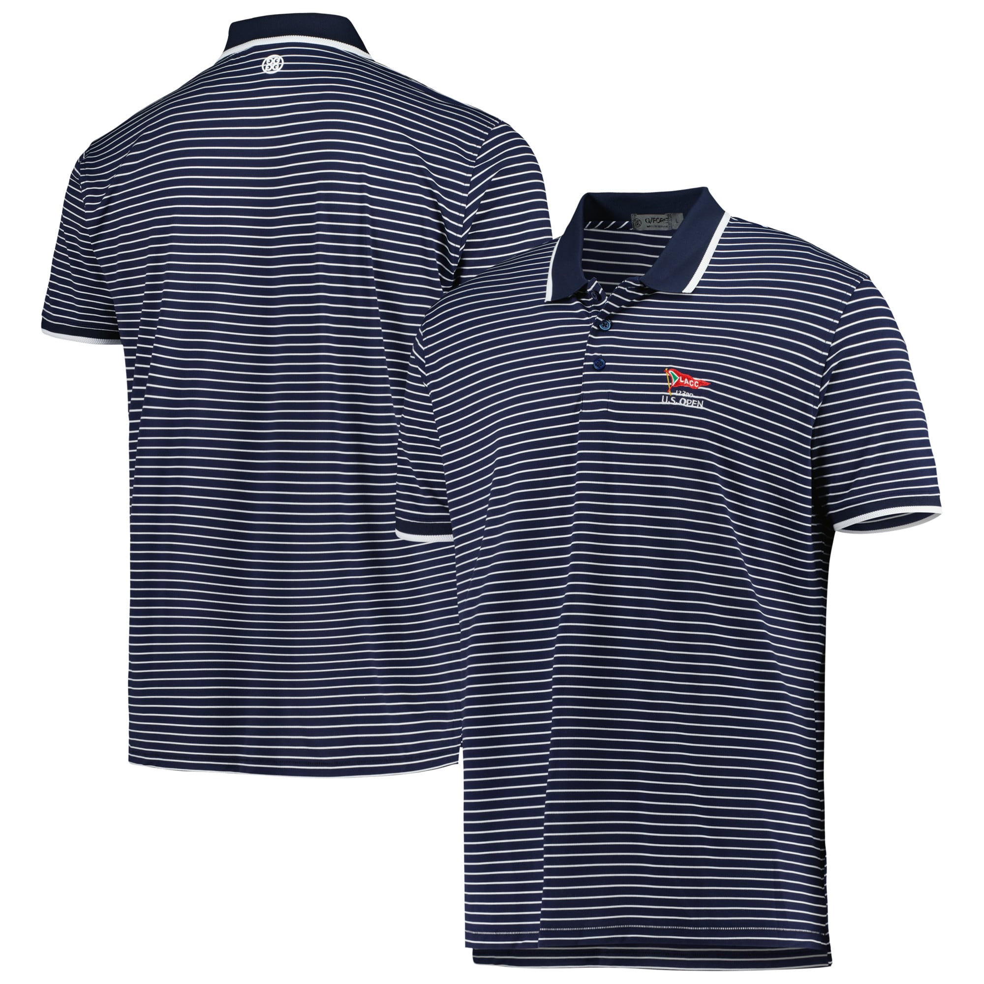Men's 2023 U.S. Open G/Fore Navy Perforated Stripe Polo
