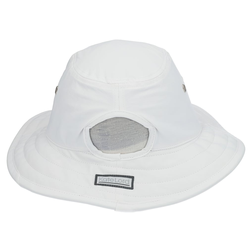 Kate Lord Bucket Hat-White & Black Kate Lord Toyo Sun Visor-Tan Straw with Colored Bowed Back  main image 4