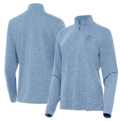 Women's 2026 U.S. Women's Mid-Amateur Antigua Heather Aqua Mentor Quarter-Zip Mock Neck Polo