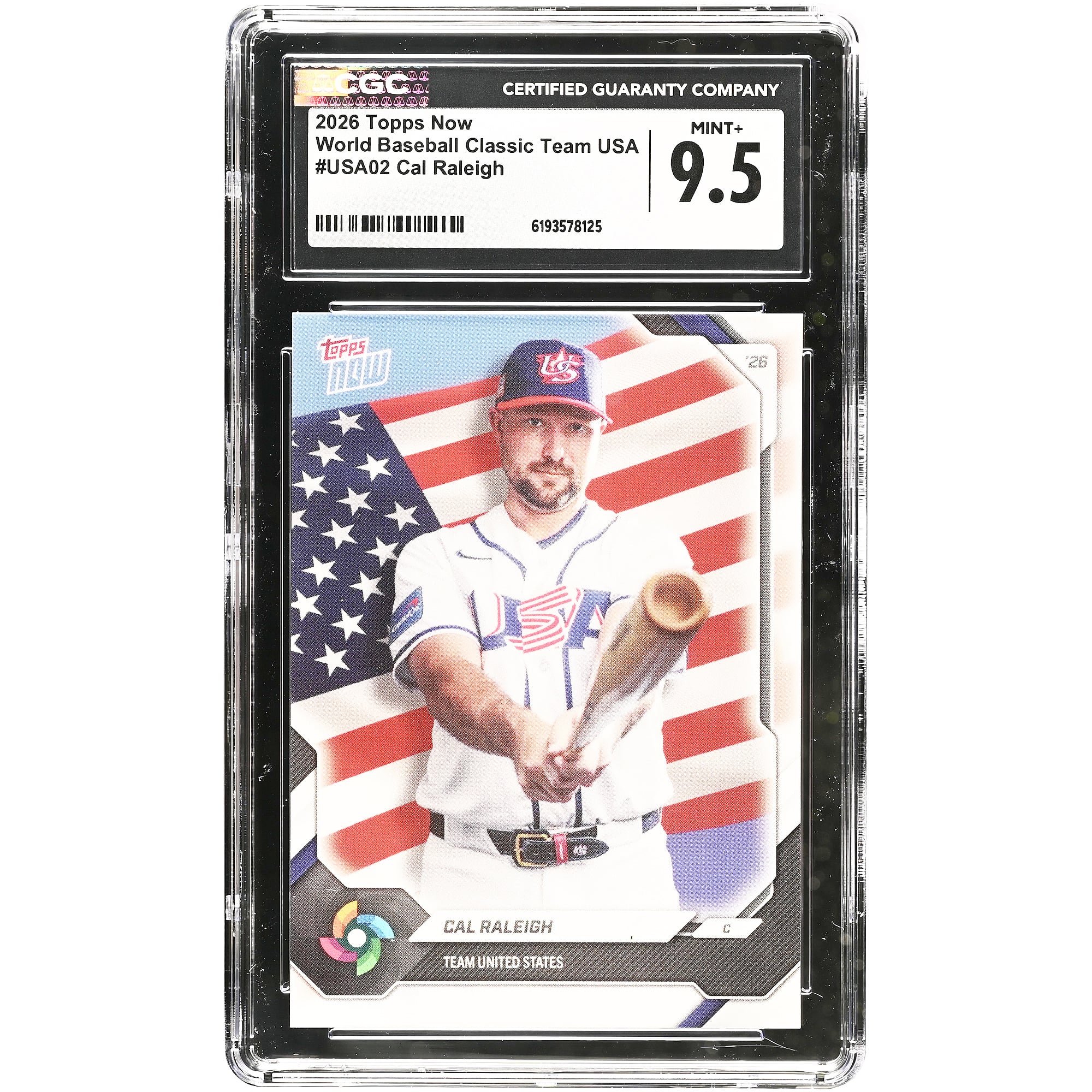 Carte de baseball Cal Raleigh USA 2026 Topps Now #USA02 authentifiée CGC 9.5