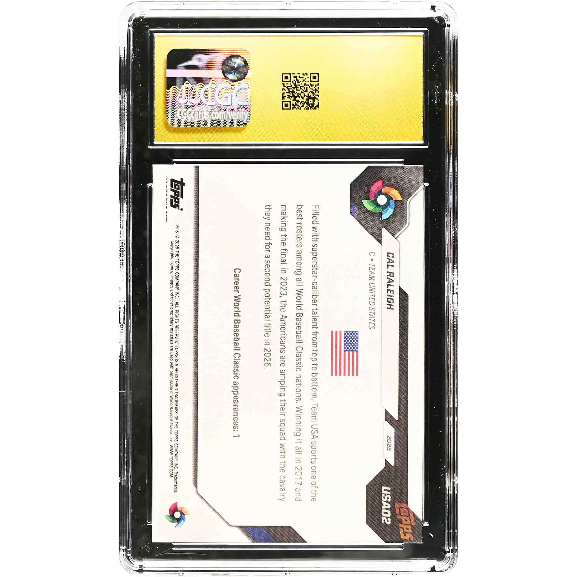 Cal Raleigh USA Baseball 2026 Topps Now #USA02 CGC Authenticated Pristine 10 Card