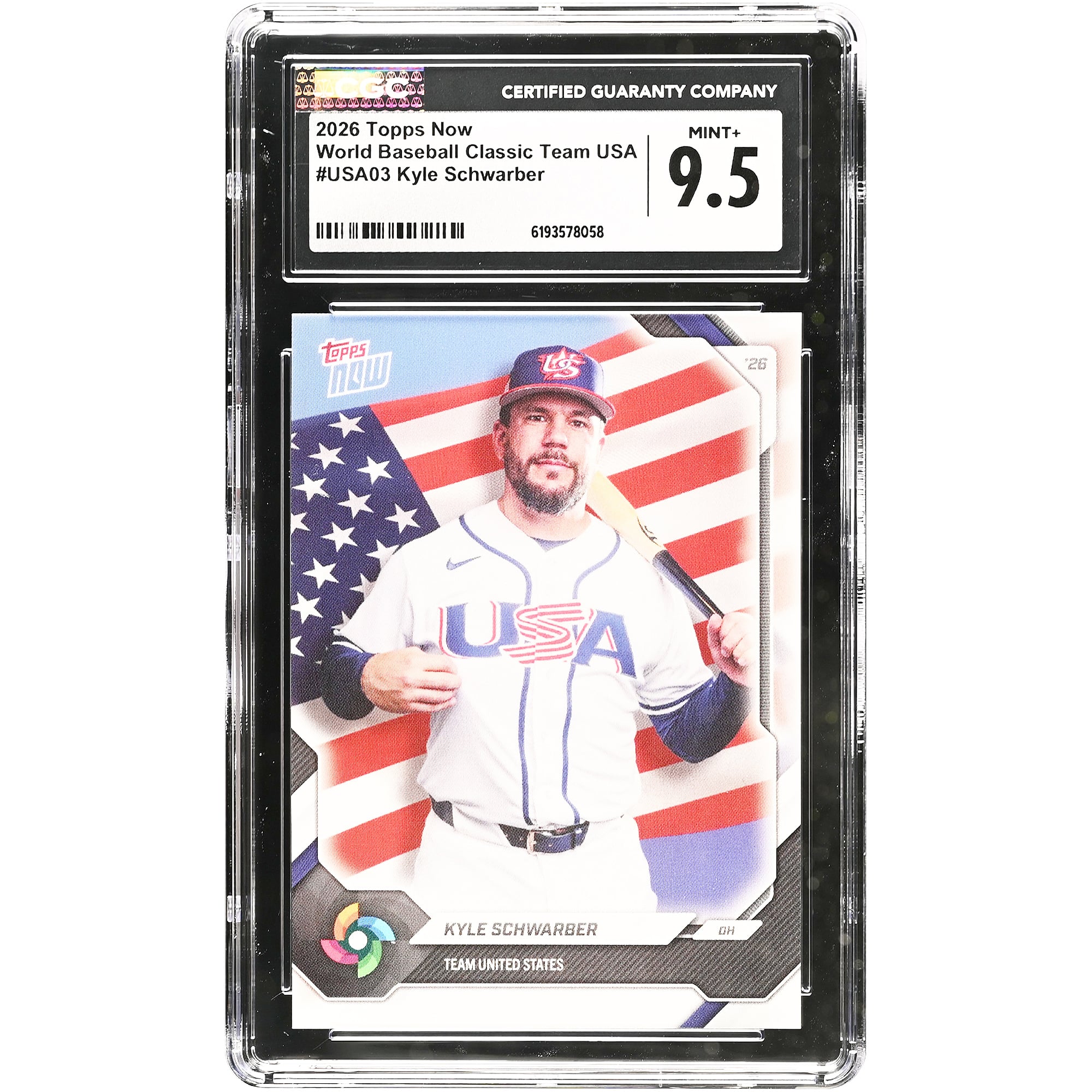 Kyle Schwarber USA Baseball 2026 Topps Now #USA03 CGC Authenticated 9.5 Card