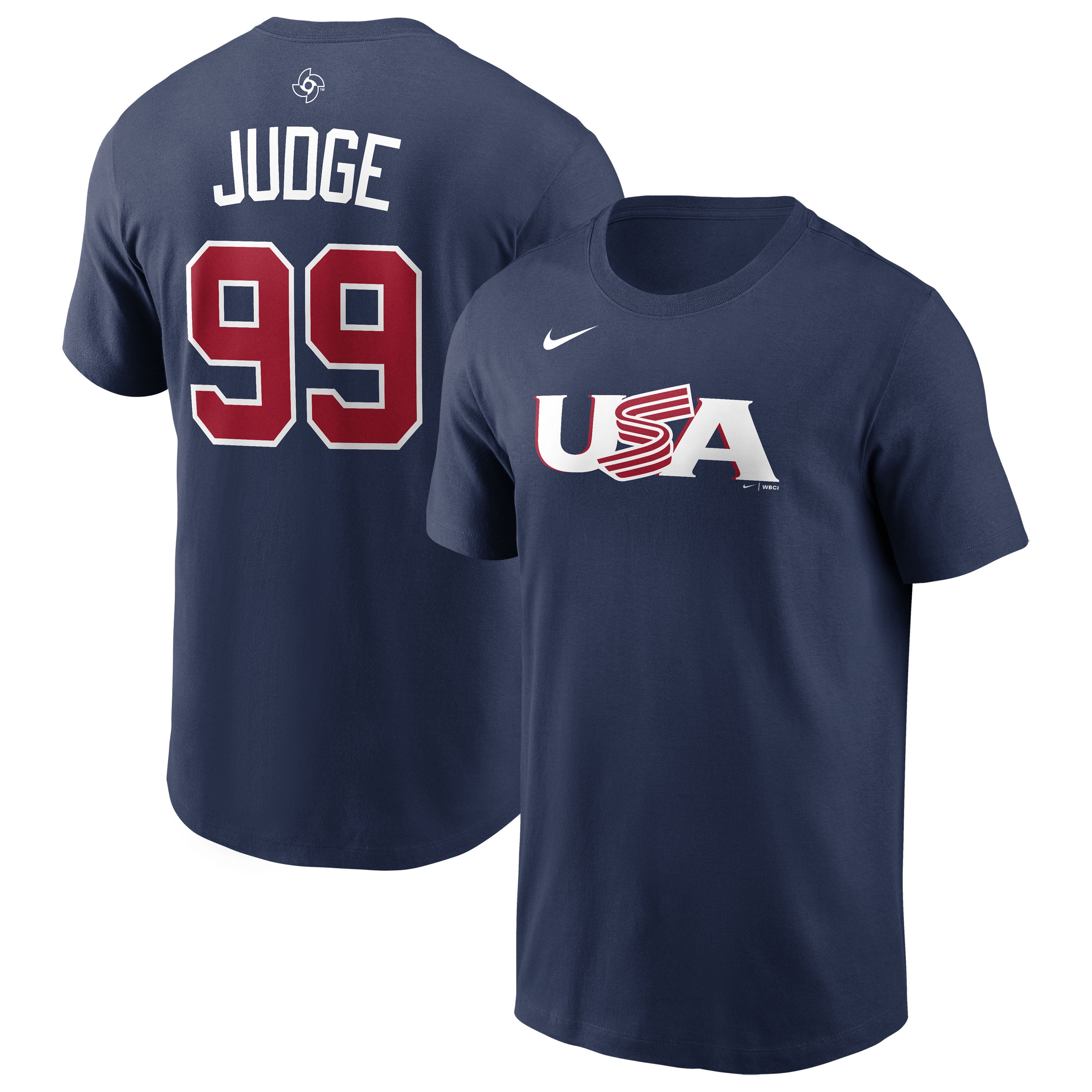 Men's Nike Aaron Judge Navy USA Baseball 2026 World Classic Name & Number T-Shirt
