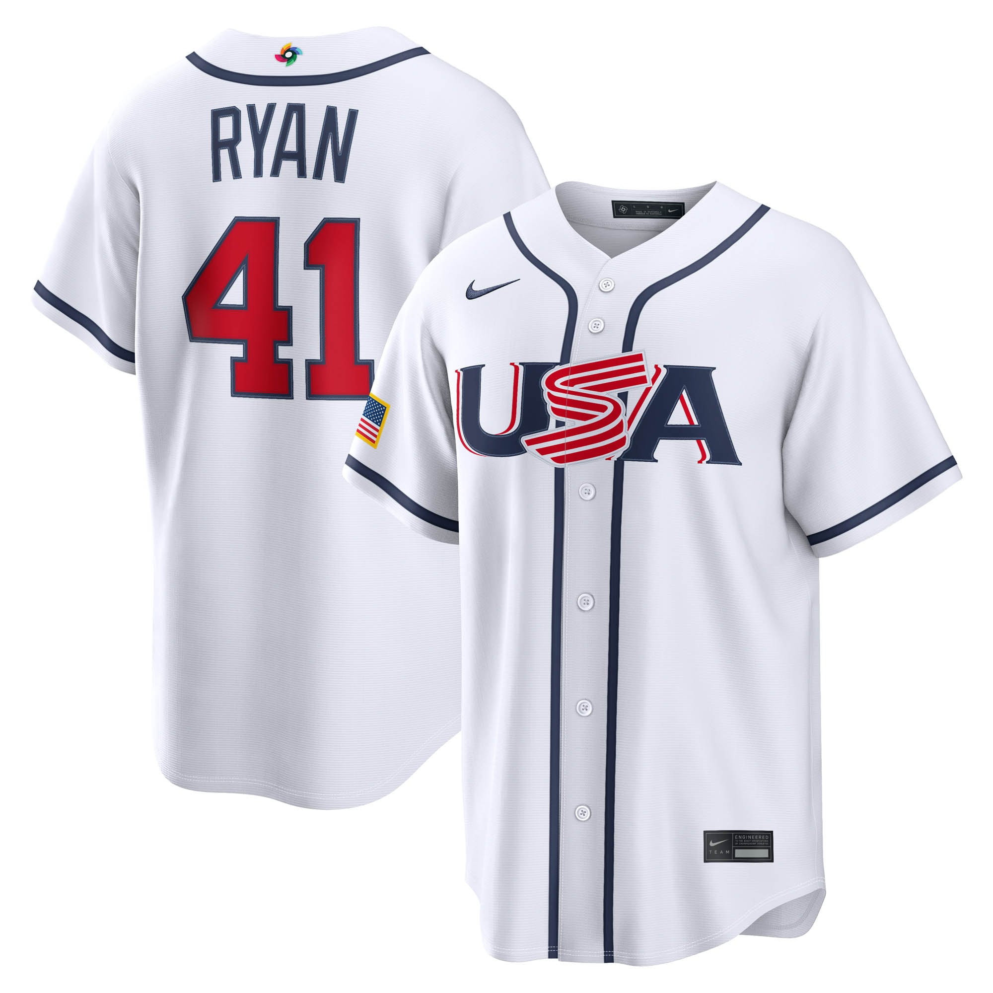Men's Nike Joe Ryan White USA Baseball 2026 World Classic Home Stadium Jersey