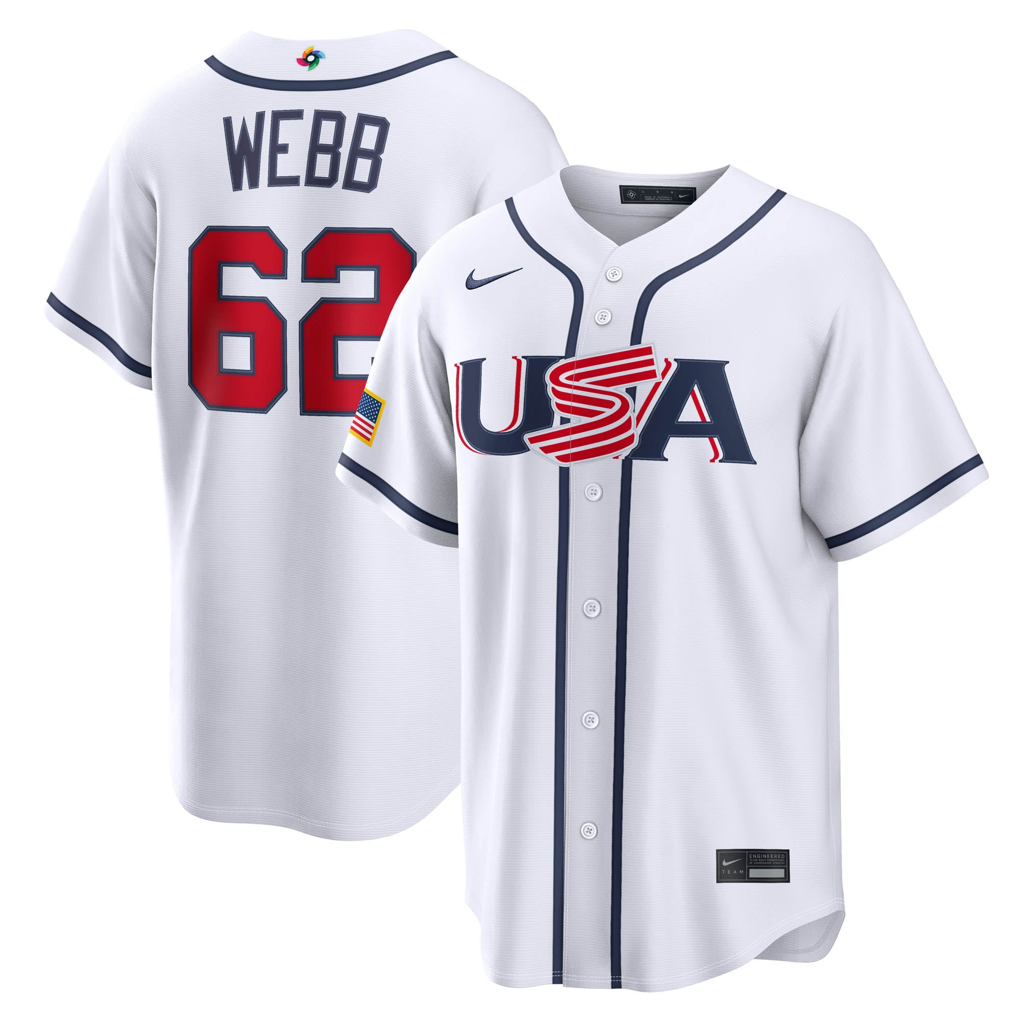 Men's Nike Logan Webb White USA Baseball 2026 World Classic Home Stadium Jersey