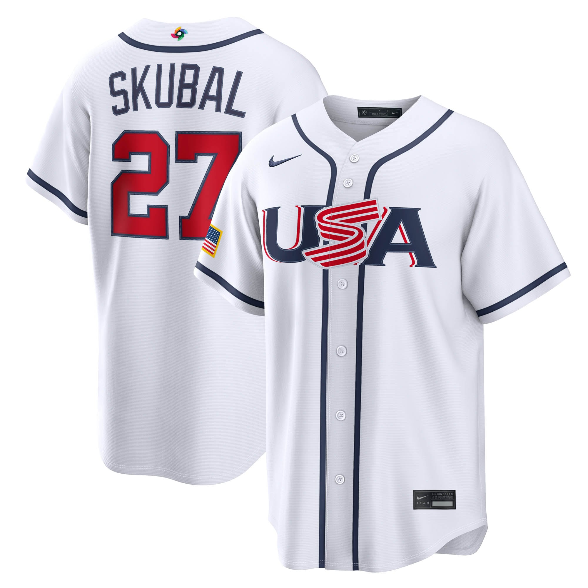 Men's Nike Tarik Skubal White USA Baseball 2026 World Classic Home Stadium Jersey