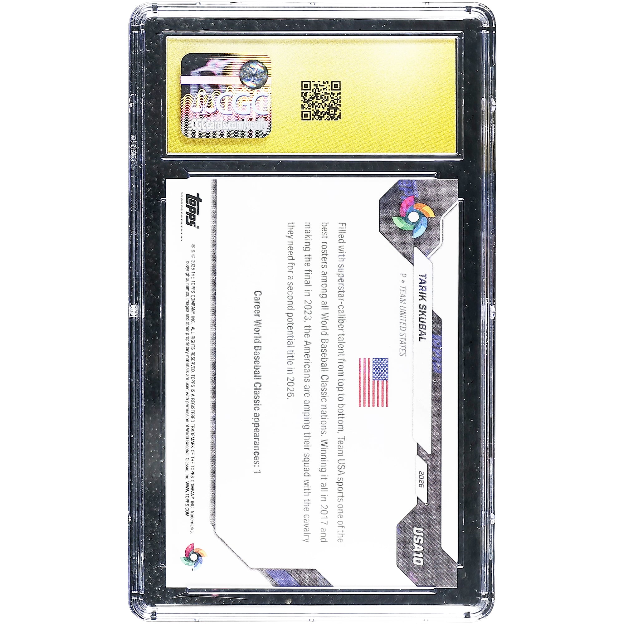 Tarik Skubal USA Baseball 2026 Topps Now #USA10 CGC Authenticated Pristine 10 Card