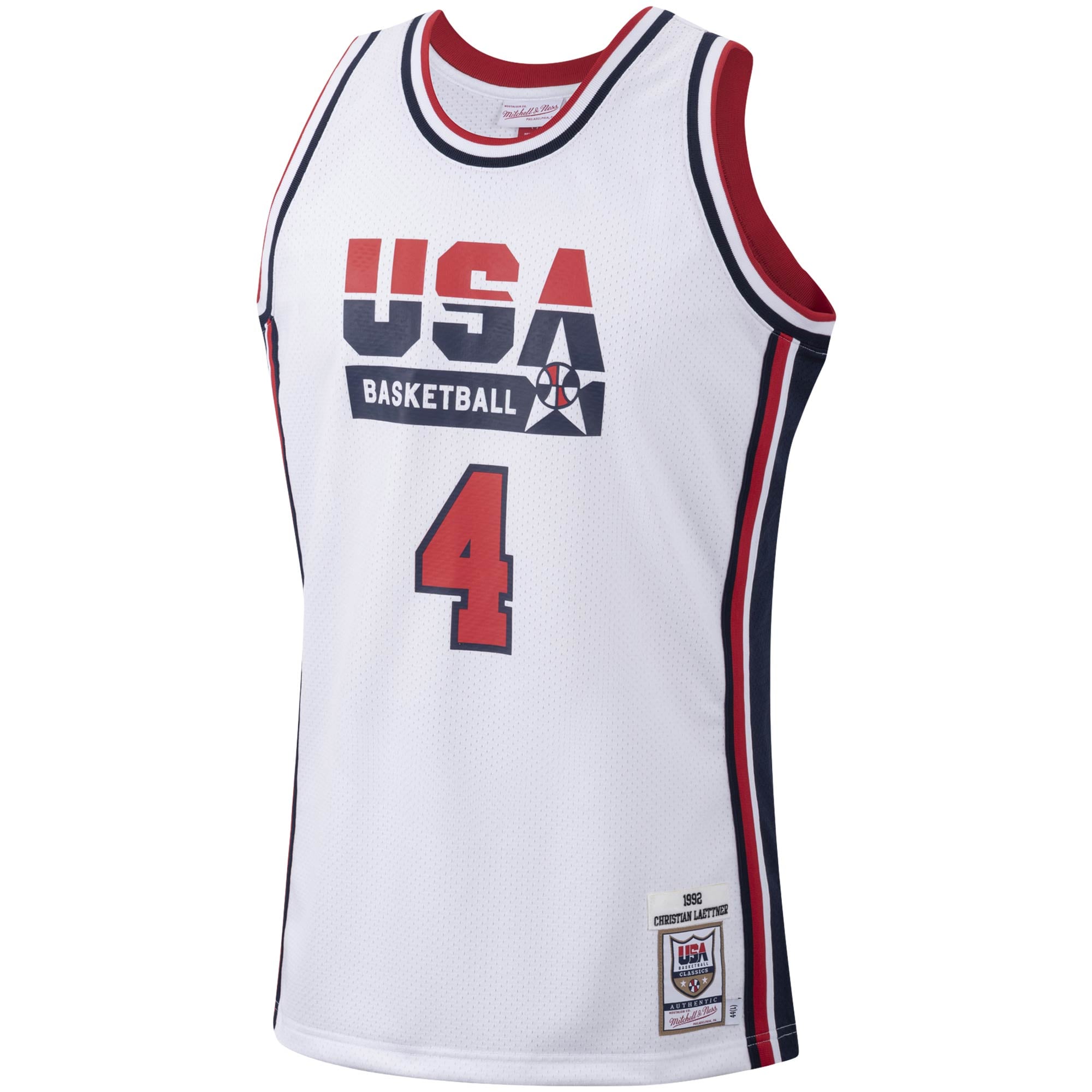 Men's Mitchell & Ness Christian Laettner White USA Basketball 1992