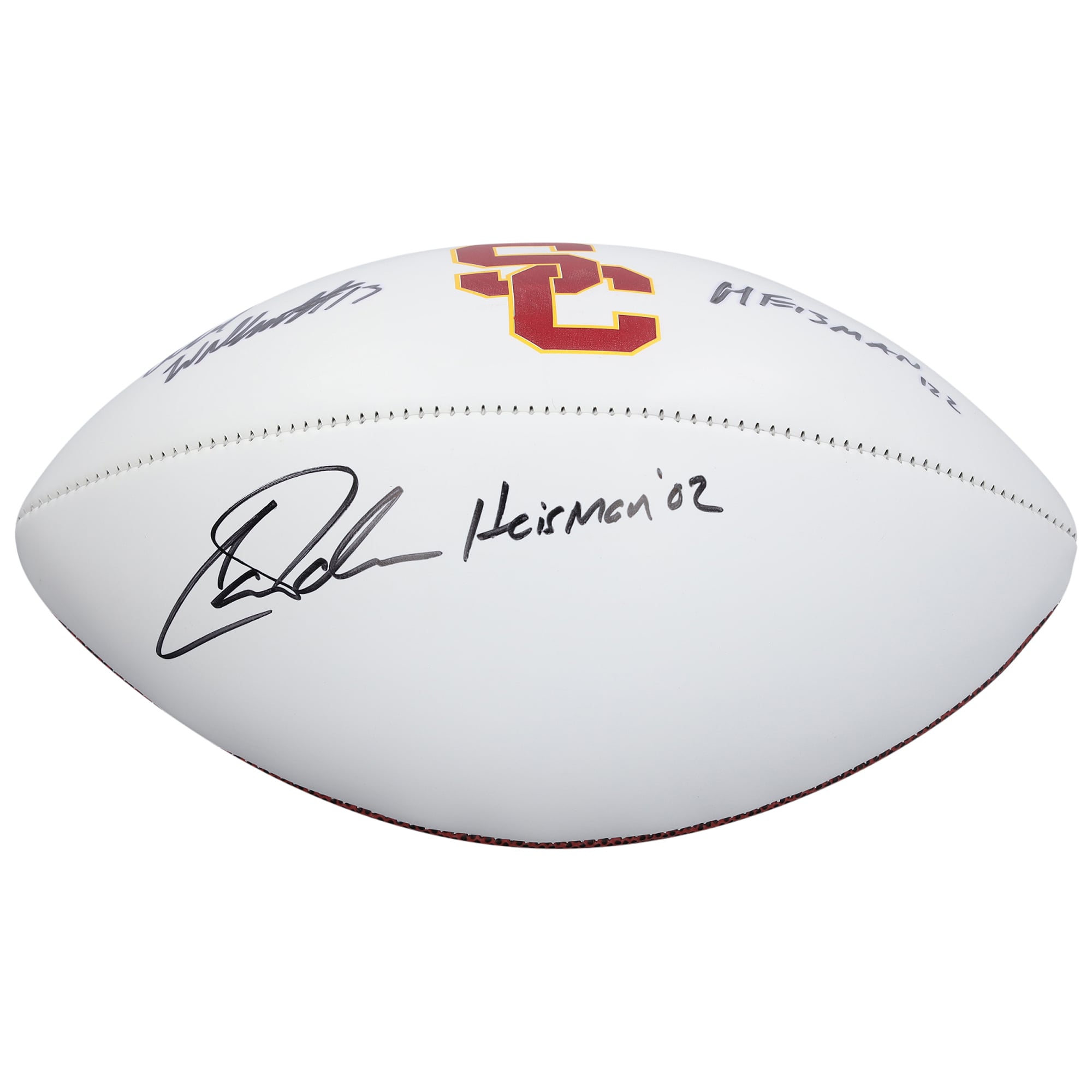 Ballon de football américain Baden à panneau blanc autographié par Carson Palmer et Caleb Williams (USC Trojans) avec de multiples inscriptions