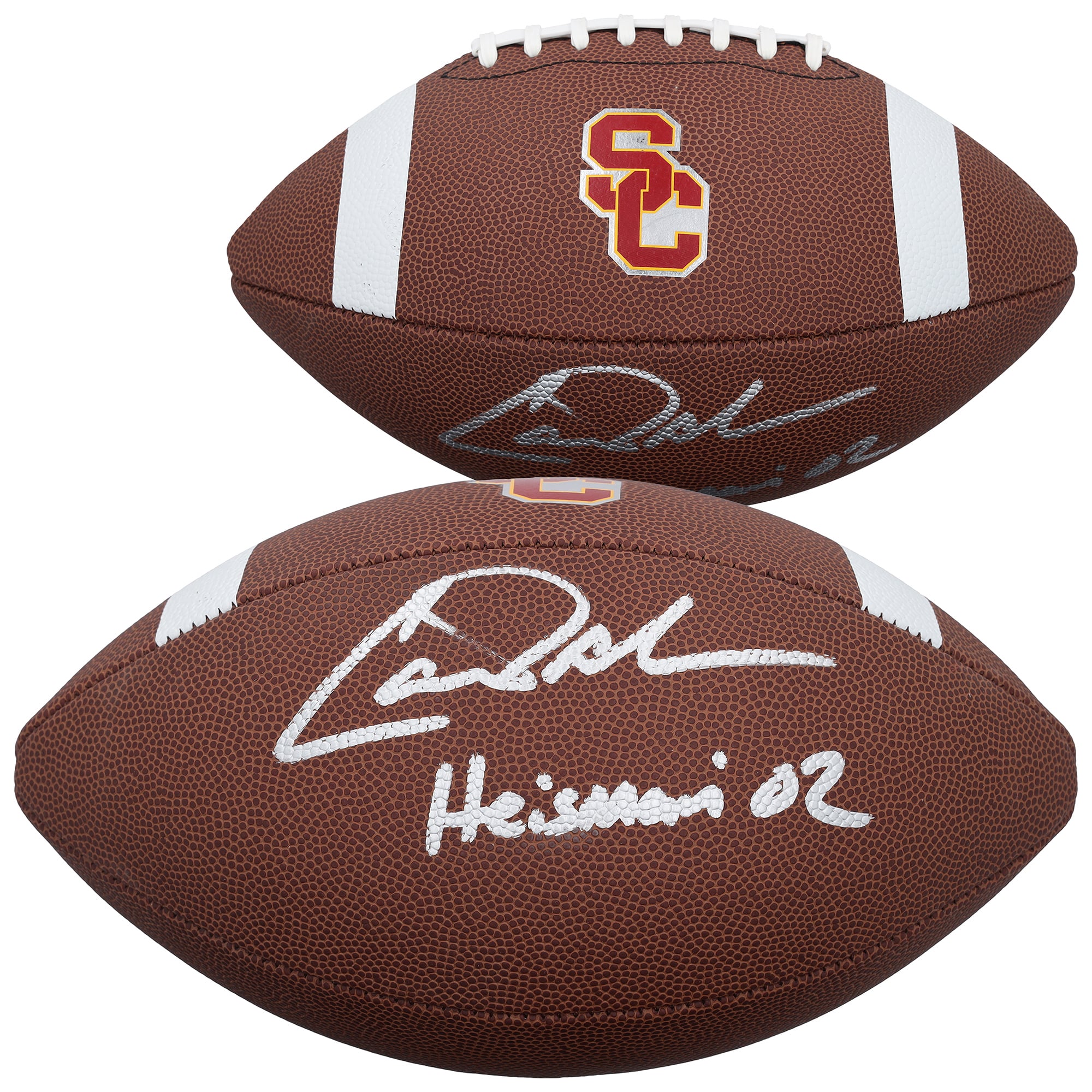 Ballon de football américain réplique Nike autographié par Carson Palmer (USC Trojans) avec inscription « Heisman 02 »