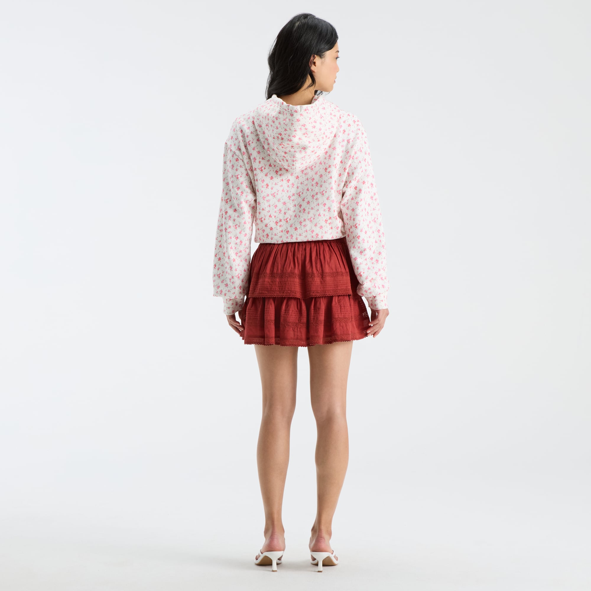 LoveShackFancy Women's Cardinal USC Trojans Ruffle Mini Skirt