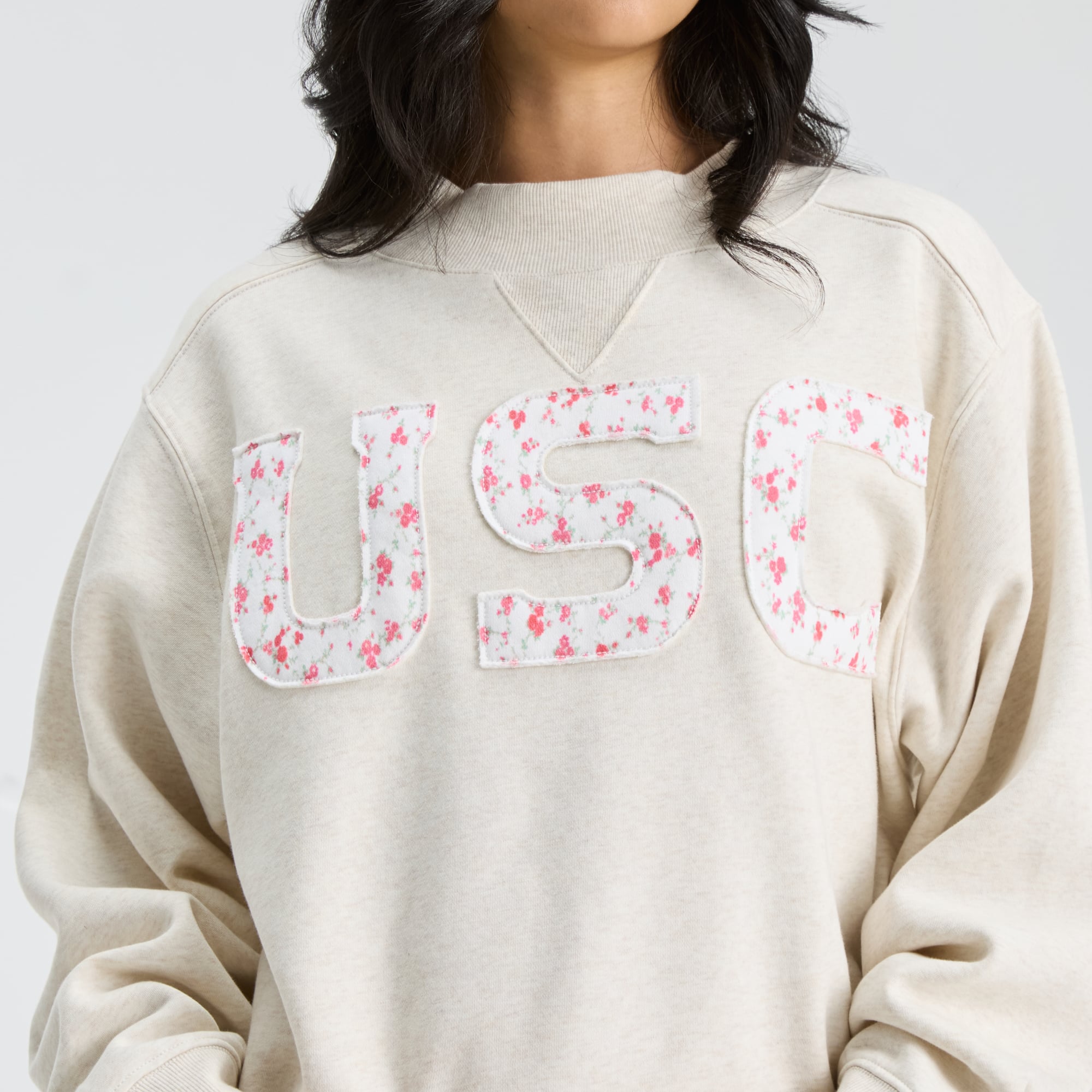 LoveShackFancy Women's Cream USC Trojans Mockneck Sweatshirt