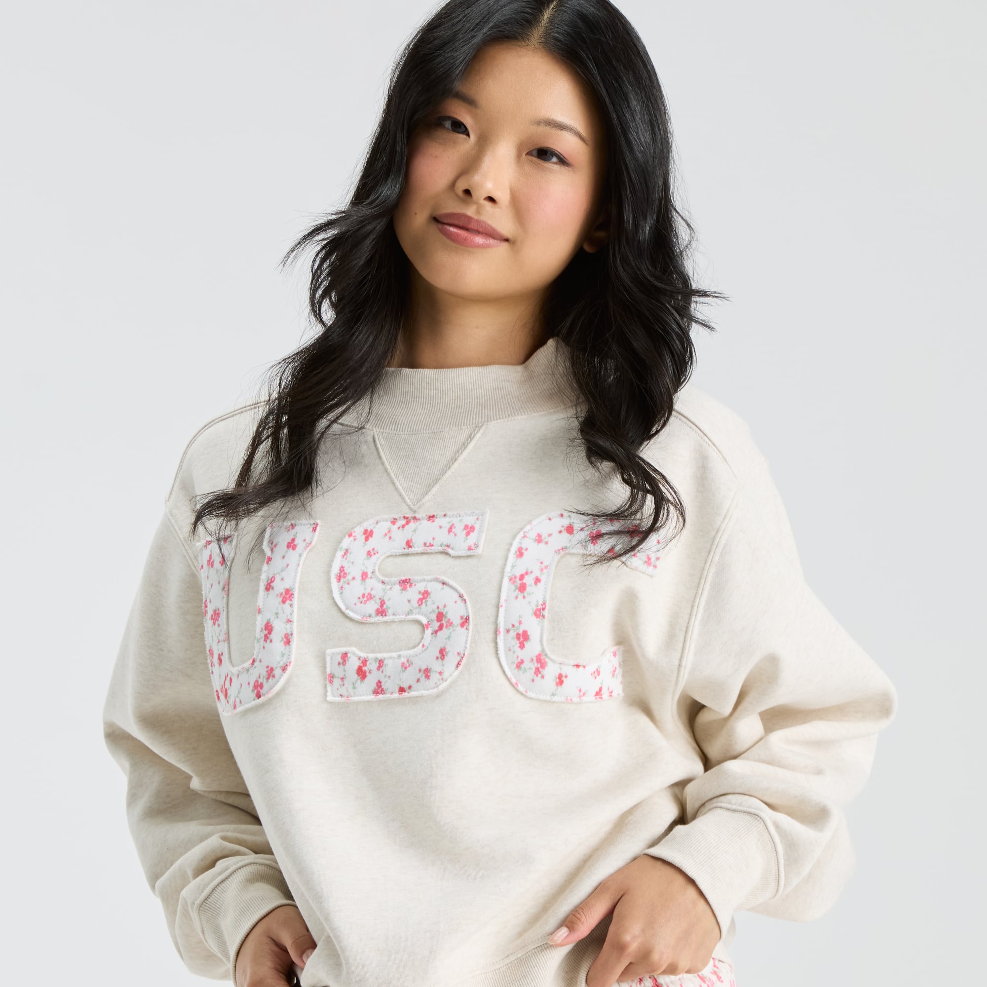 LoveShackFancy Women's Cream USC Trojans Mockneck Sweatshirt