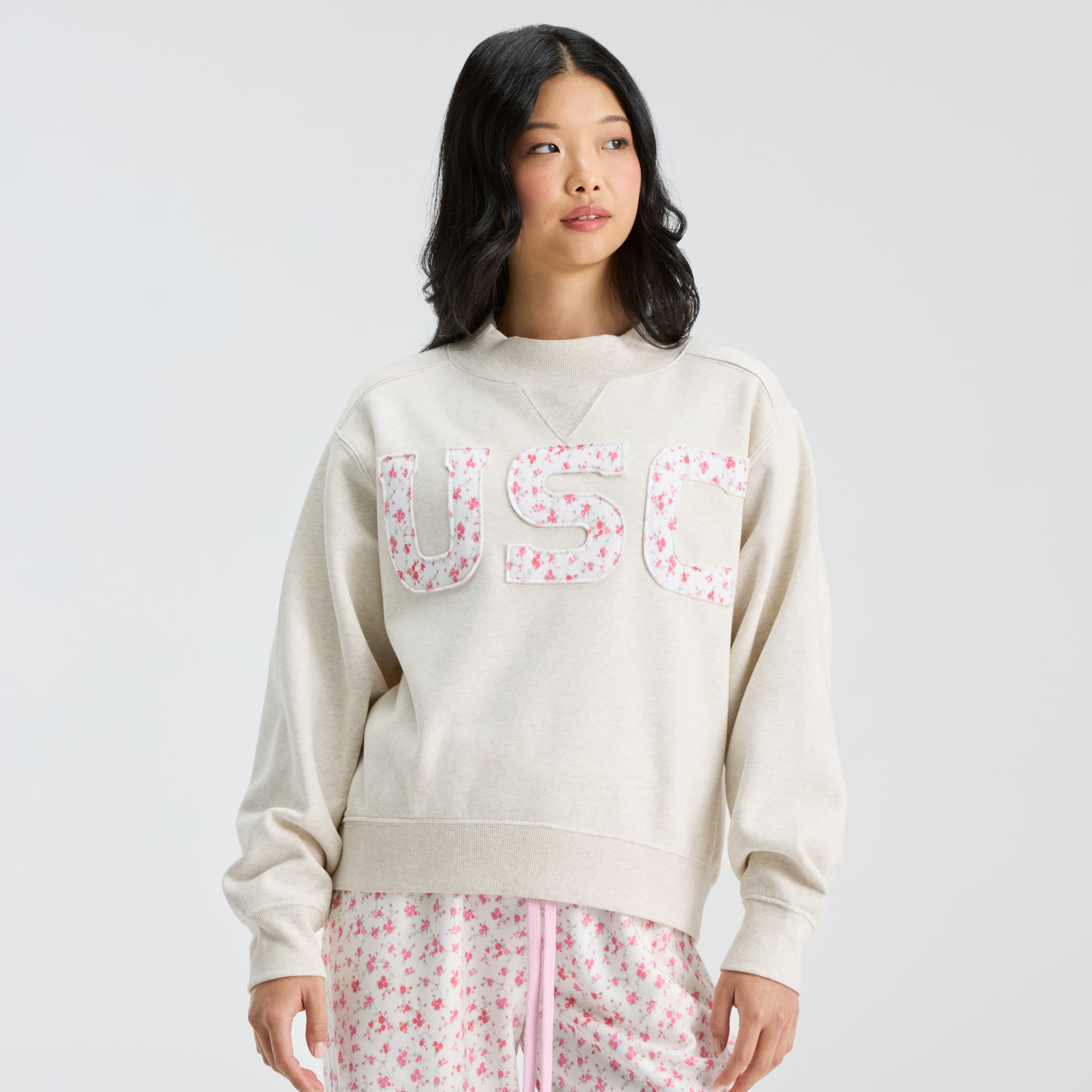 LoveShackFancy Women's Cream USC Trojans Mockneck Sweatshirt