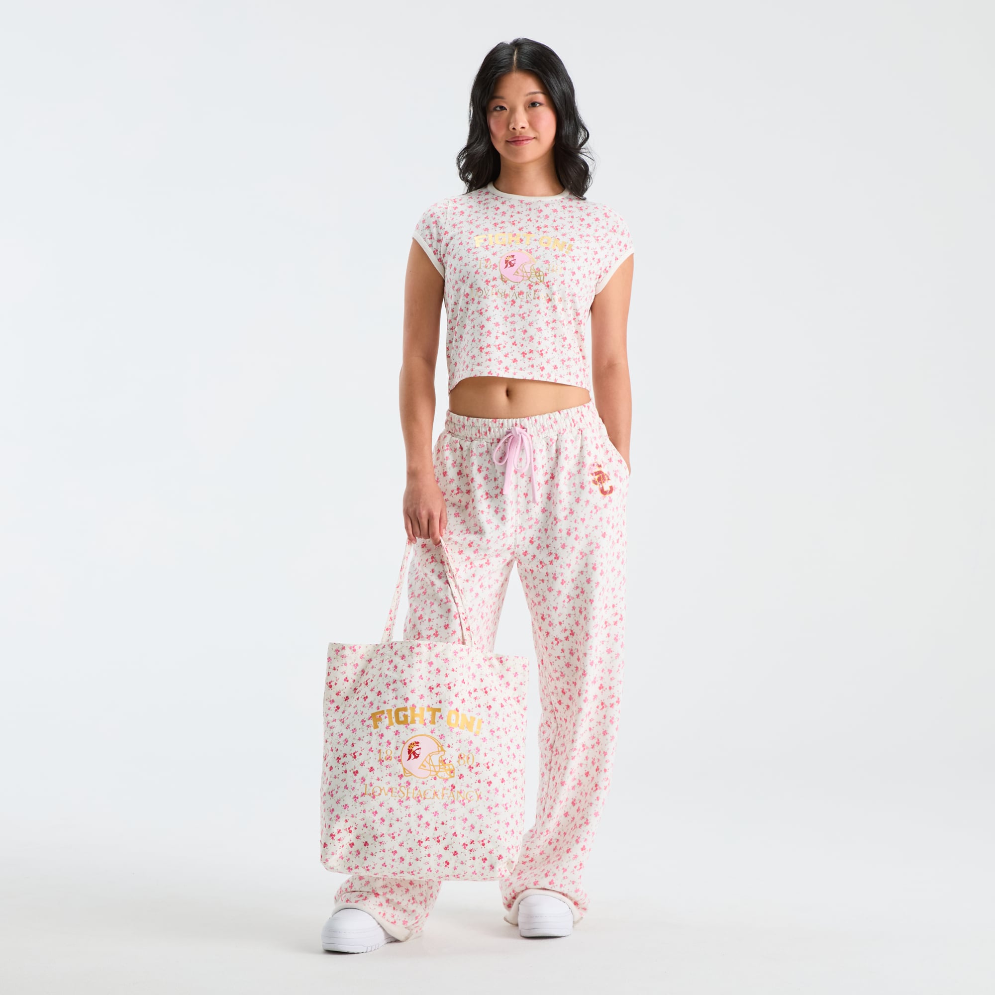 LoveShackFancy Women's White USC Trojans Canvas Tote Bag