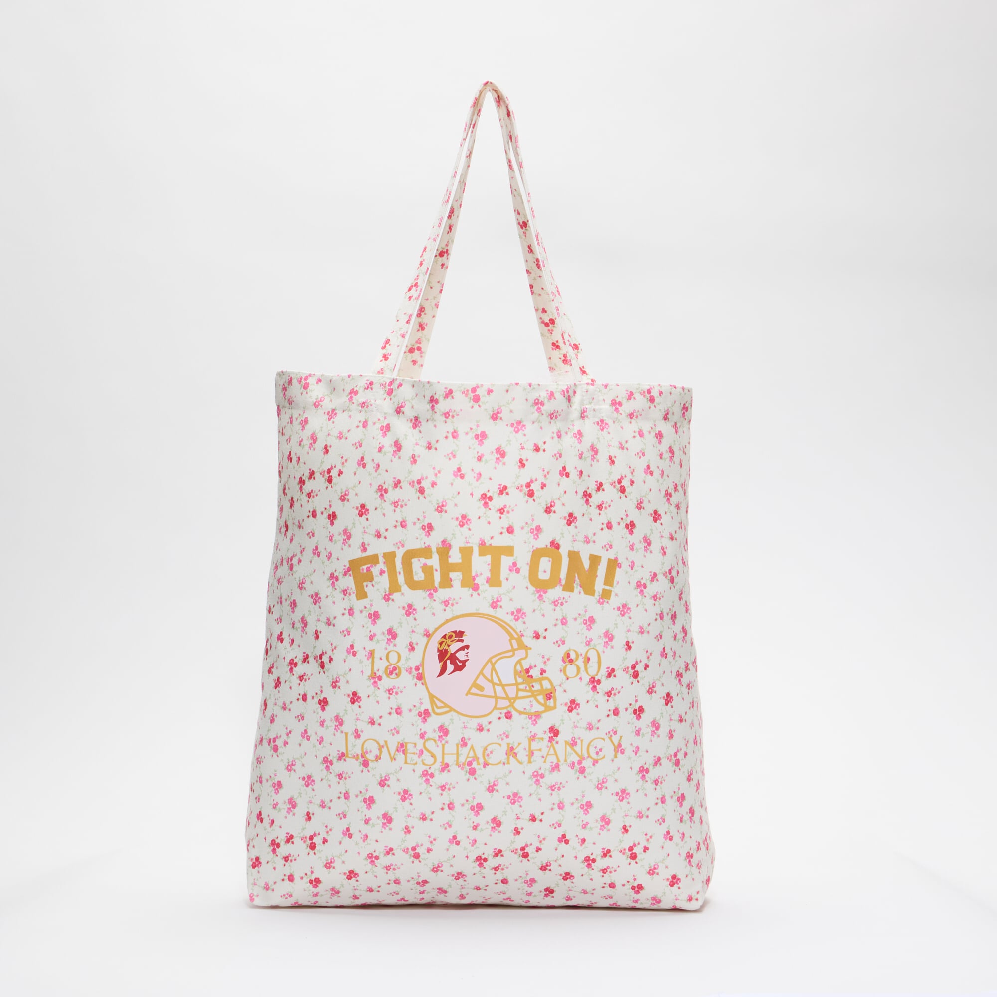 LoveShackFancy Women's White USC Trojans Canvas Tote Bag