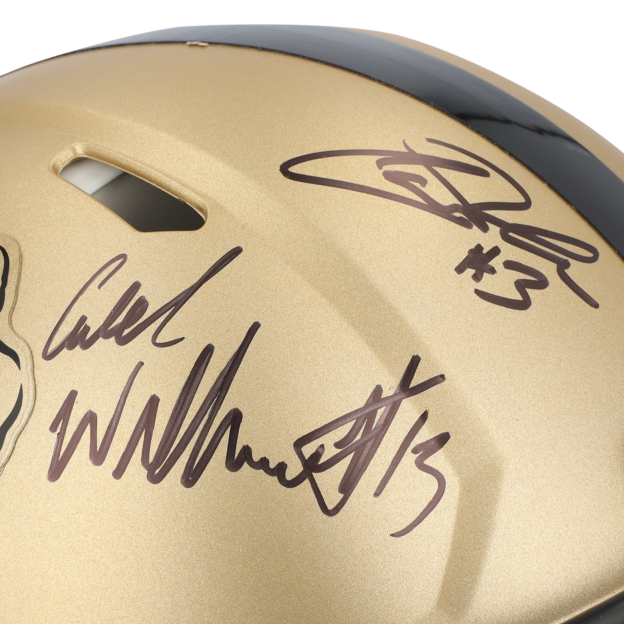 Casque Riddell Heisman Gold Speed ​​Authentic autographié par Marcus Allen, Carson Palmer et Caleb Williams des USC Trojans