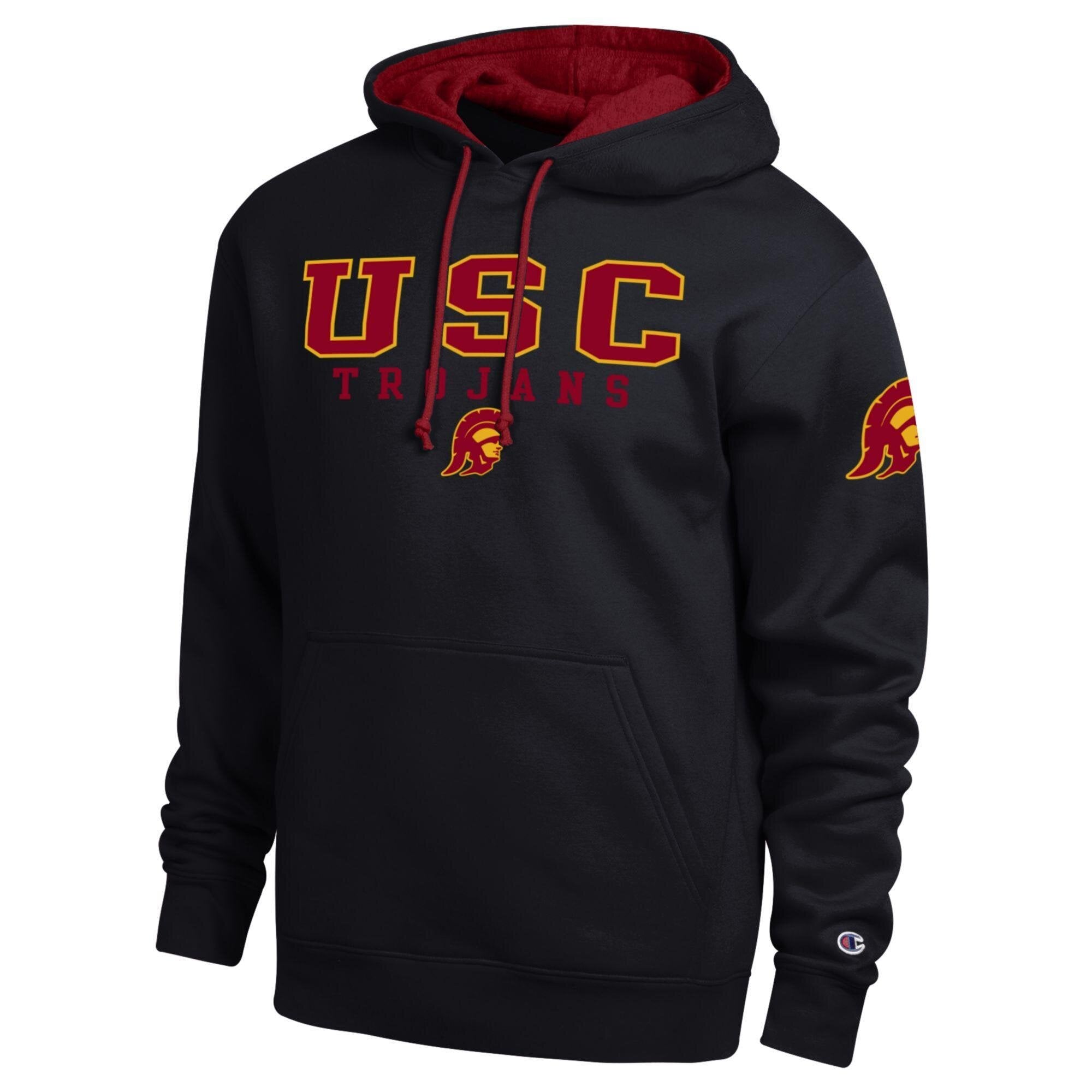 Sweat à capuche contrasté noir Champion USC Trojans pour homme