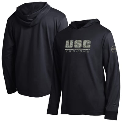  USC Trojans Champion Operation Hat Trick Camo Script Hooded Long Sleeve T-Shirt - Black