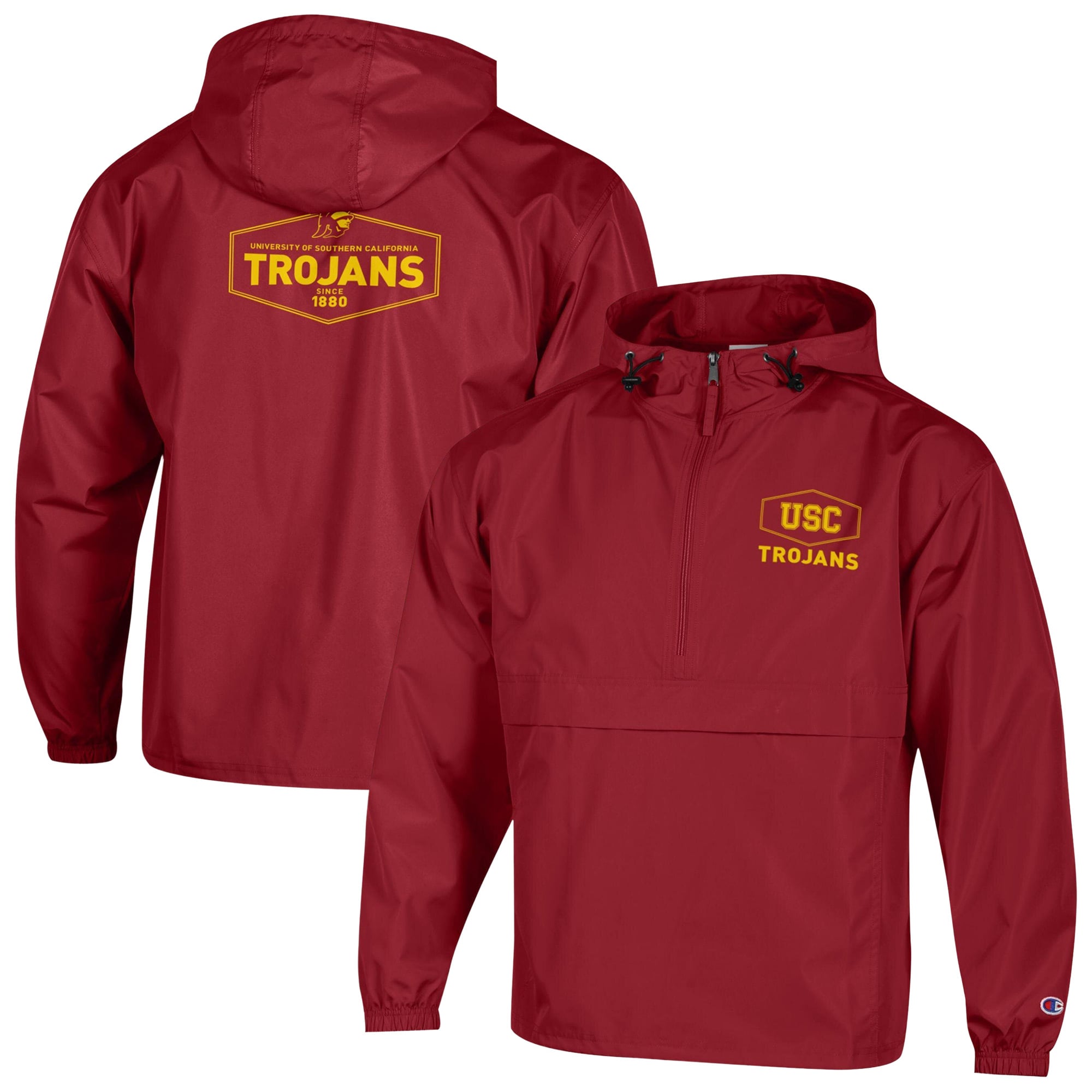 Men's Champion Cardinal USC Trojans Delay Packable Half-Zip Jacket
