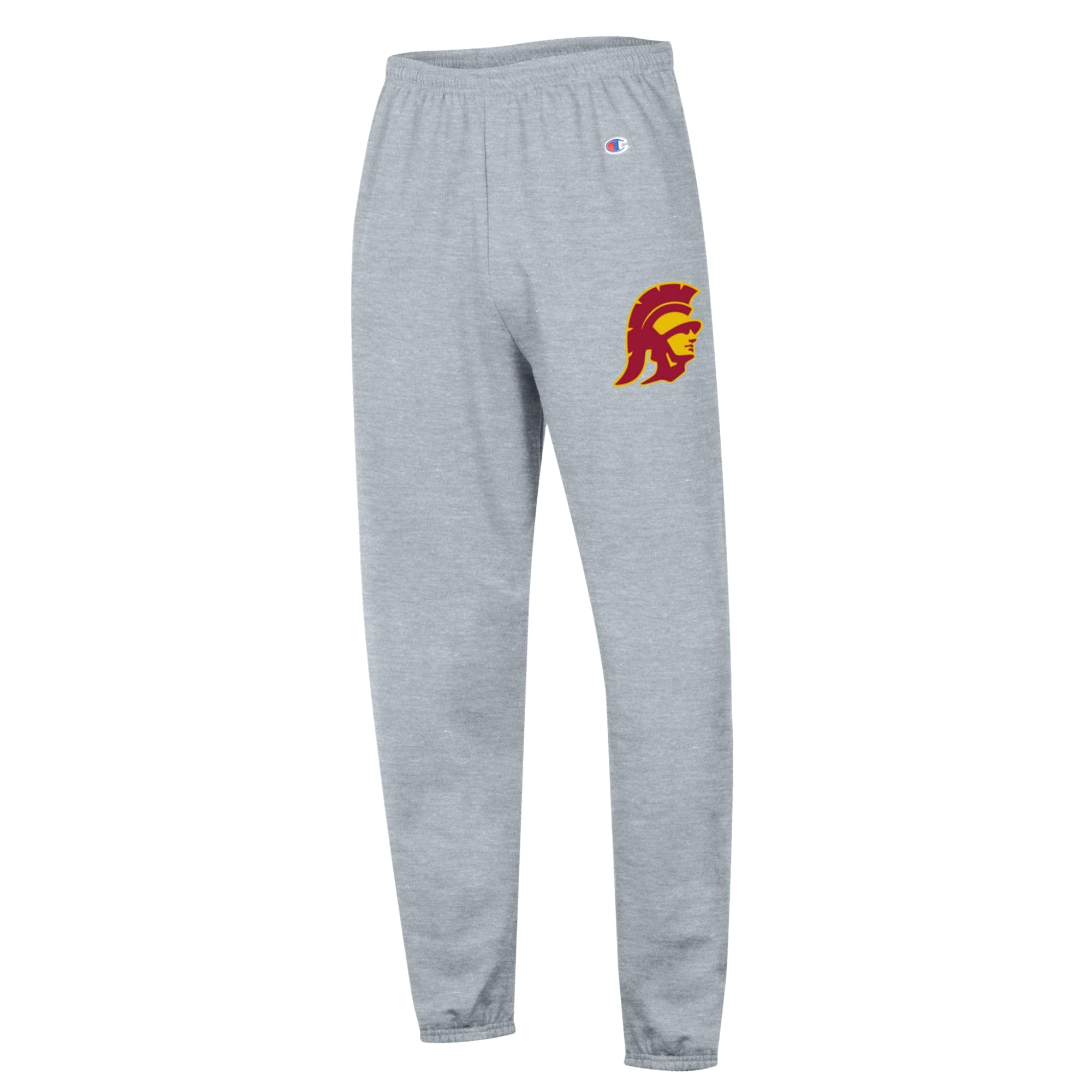Men's Champion Heather Gray USC Trojans Powerblend Banded Fleece Sweatpants