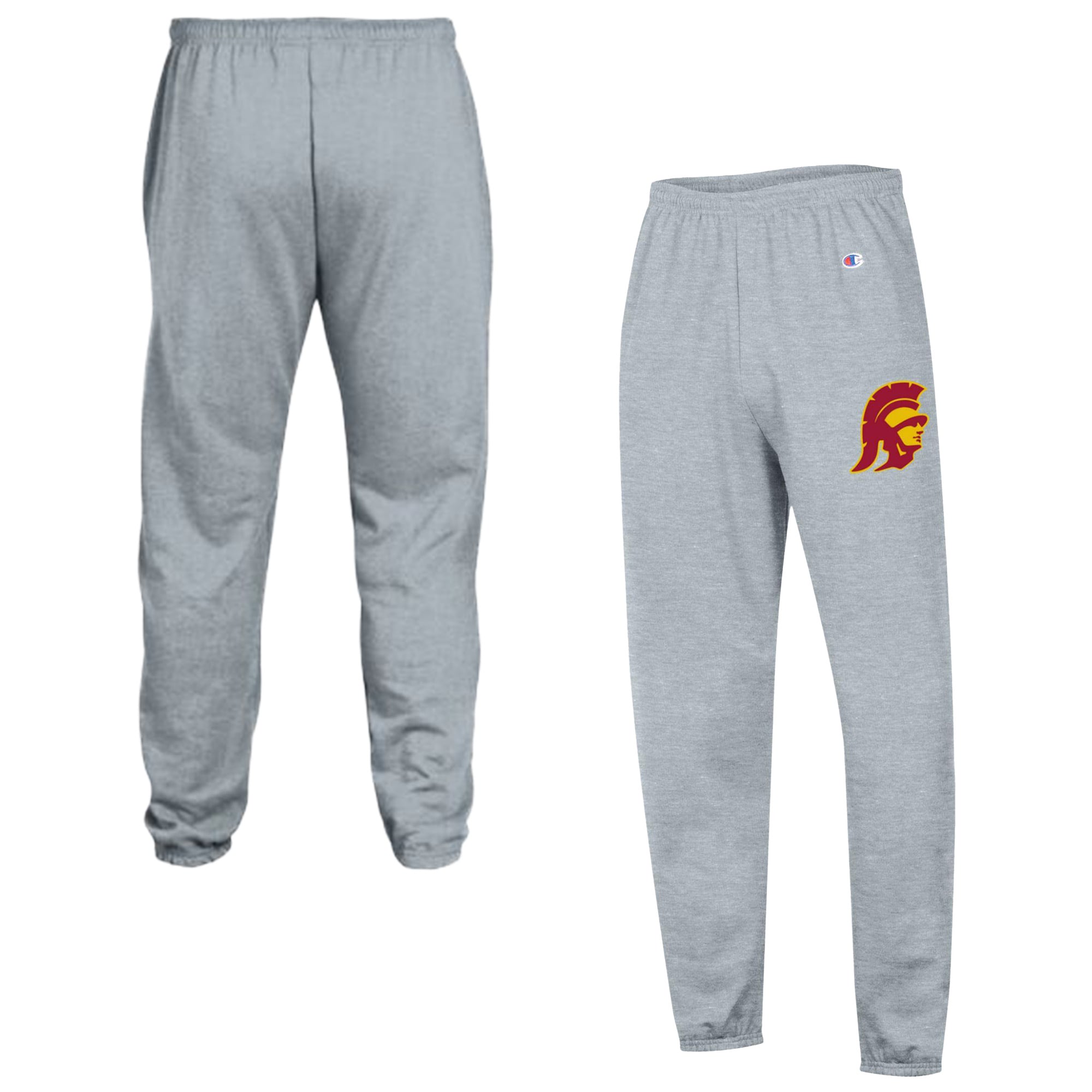 Men's Champion  Heather Gray USC Trojans Powerblend Banded Fleece Sweatpants