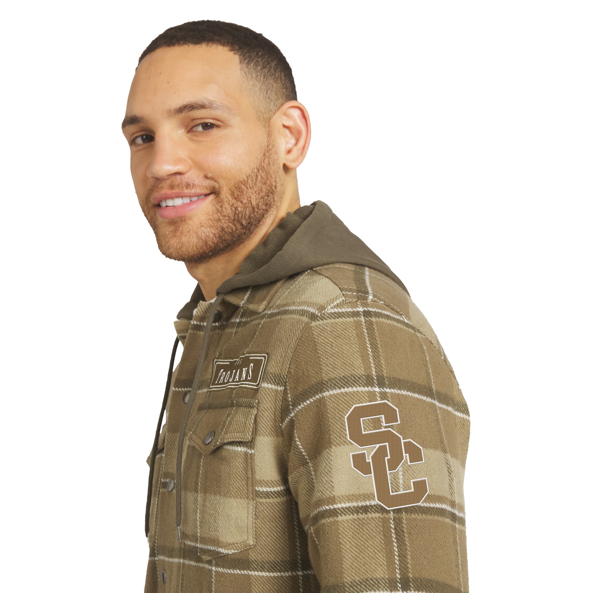 Men's Darius Rucker Collection by Fanatics Brown/Olive USC Trojans Woven Hooded Full-Snap Shacket