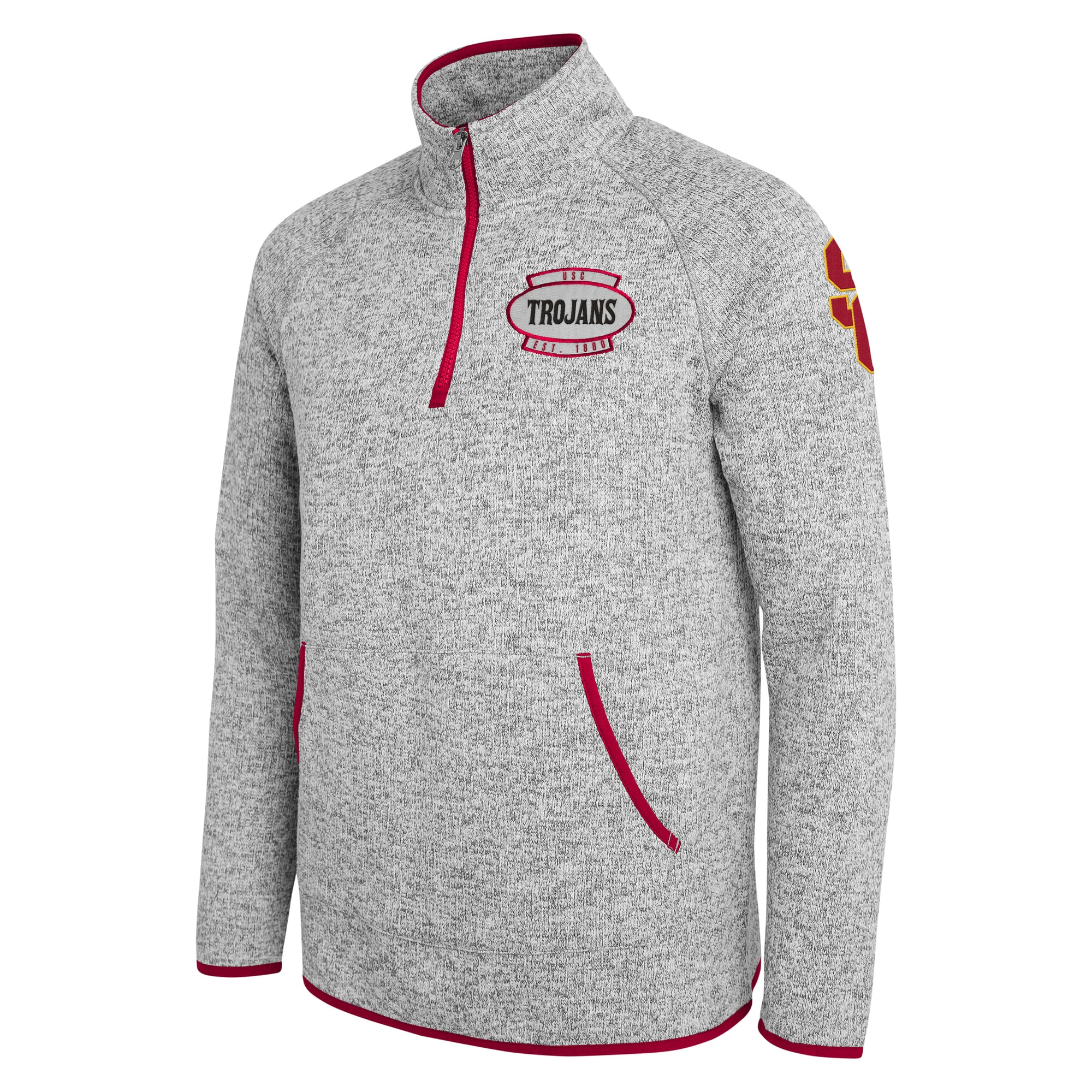 Pull en maille gris USC Trojans de la collection Darius Rucker pour homme par Fanatics, à col zippé.