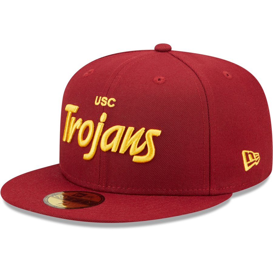 Usc Tech Script Men's New Era Cardinal USC Trojans Script Original 59FIFTY Fitted Hat