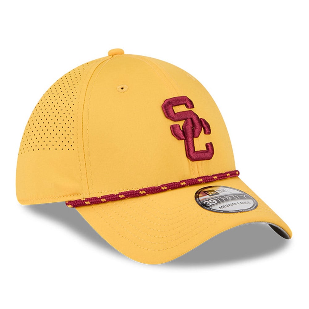 Casquette extensible New Era Gold USC Trojans Performance Rope 39THIRTY pour homme