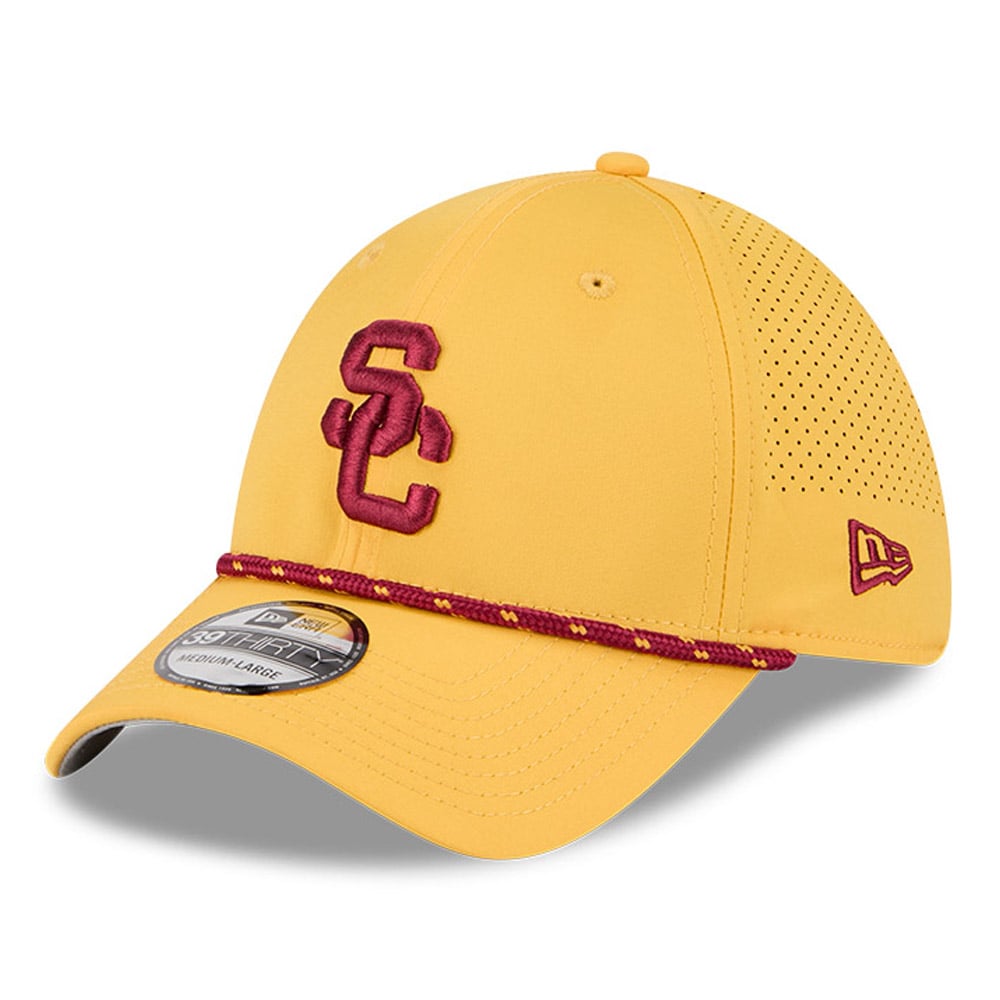 Casquette extensible New Era Gold USC Trojans Performance Rope 39THIRTY pour homme