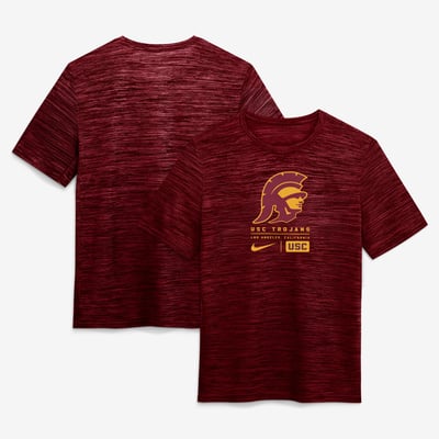  USC Trojans Nike Campus Center Block Velocity Performance T-Shirt - Cardinal