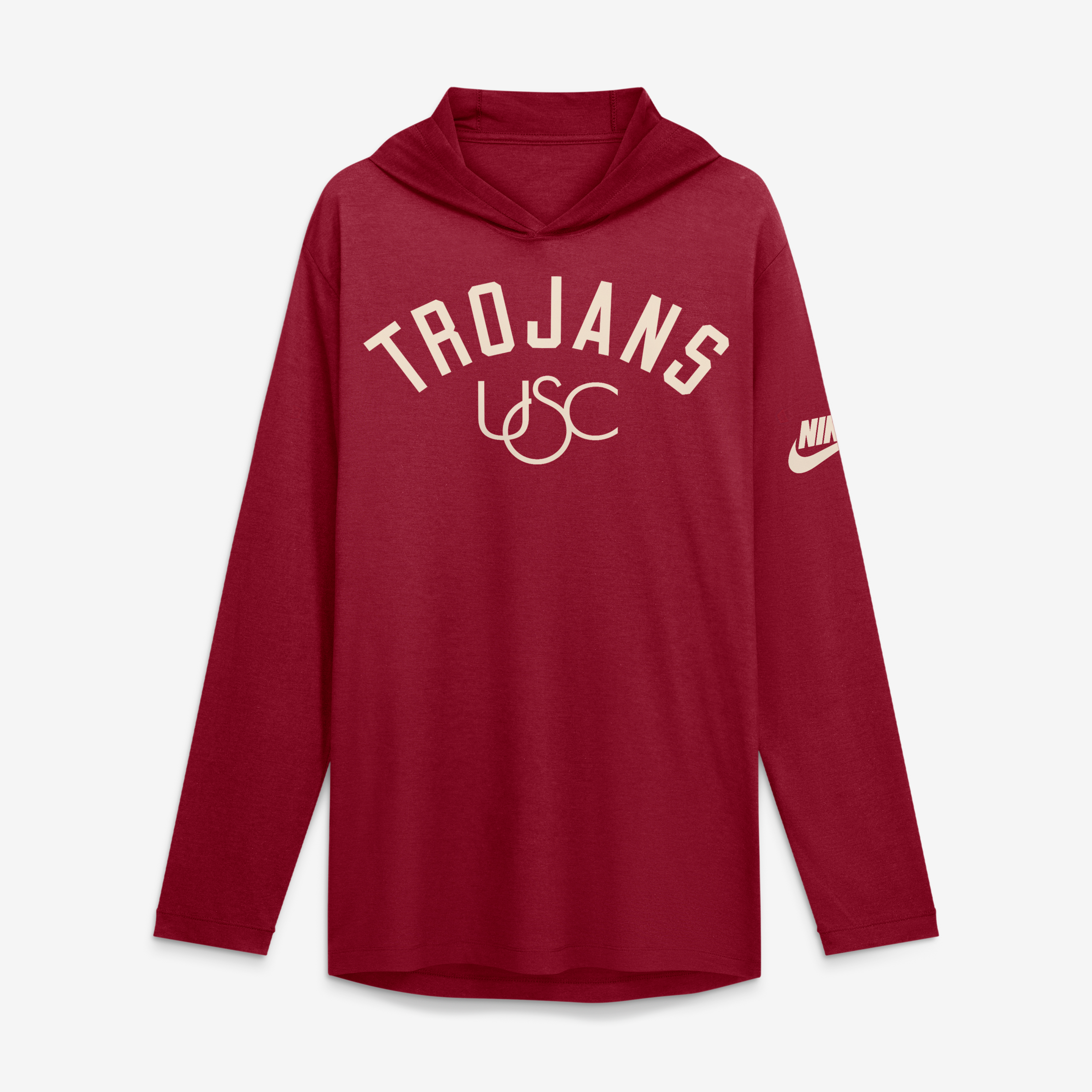 Men's Nike Cardinal USC Trojans Legacy Arch Tri-Blend Long Sleeve Hooded T-Shirt