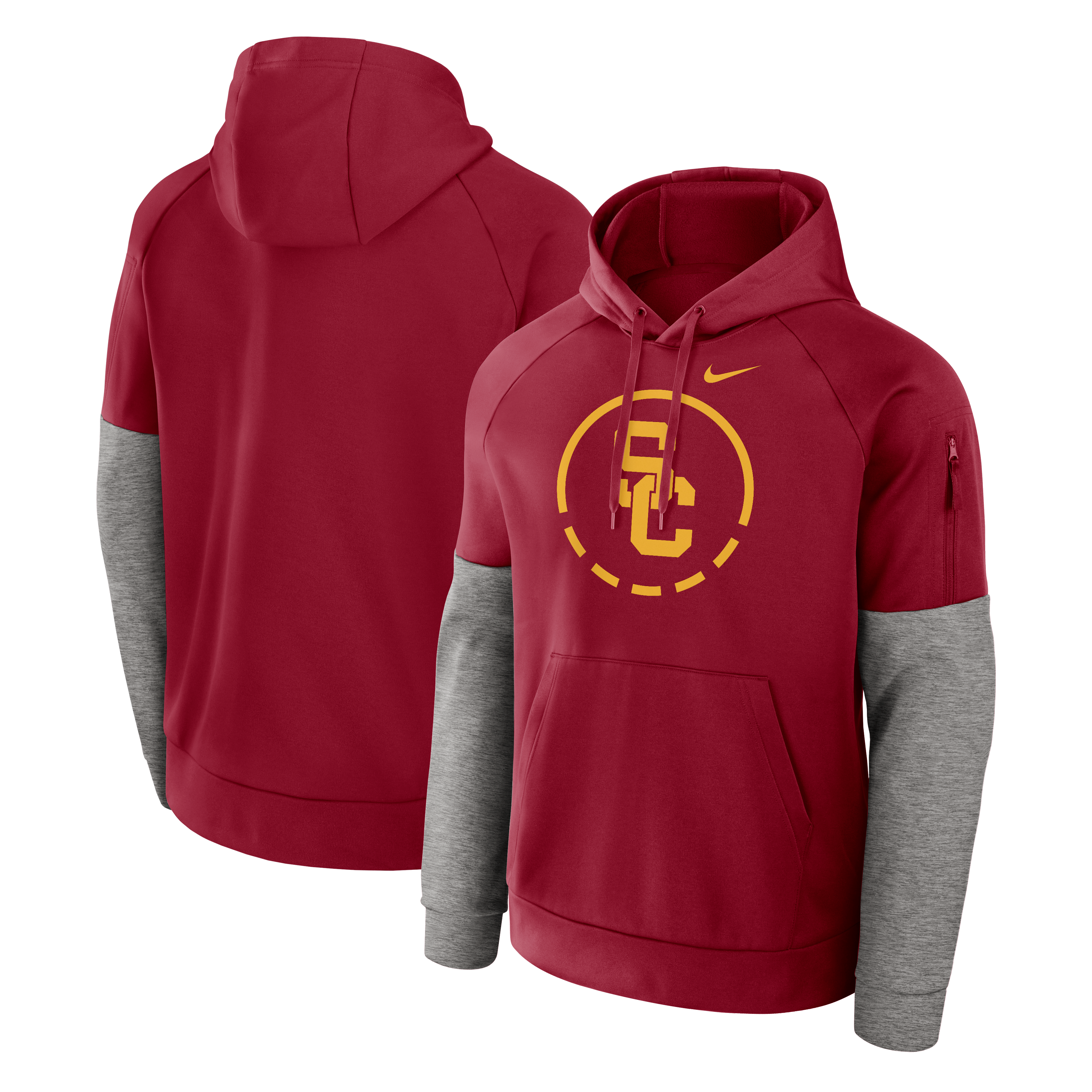 Sweat à capuche raglan en polaire Therma-FIT Nike Cardinal USC Trojans Primetime Basketball pour homme