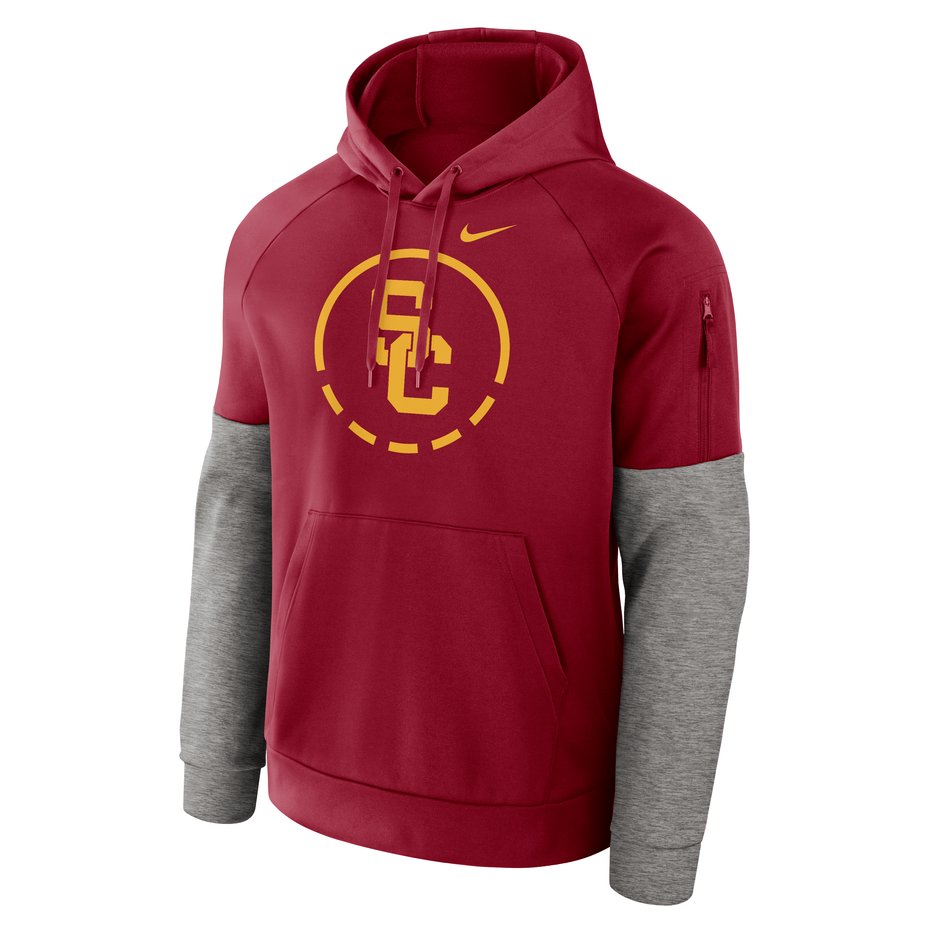 Sweat à capuche raglan en polaire Therma-FIT Nike Cardinal USC Trojans Primetime Basketball pour homme