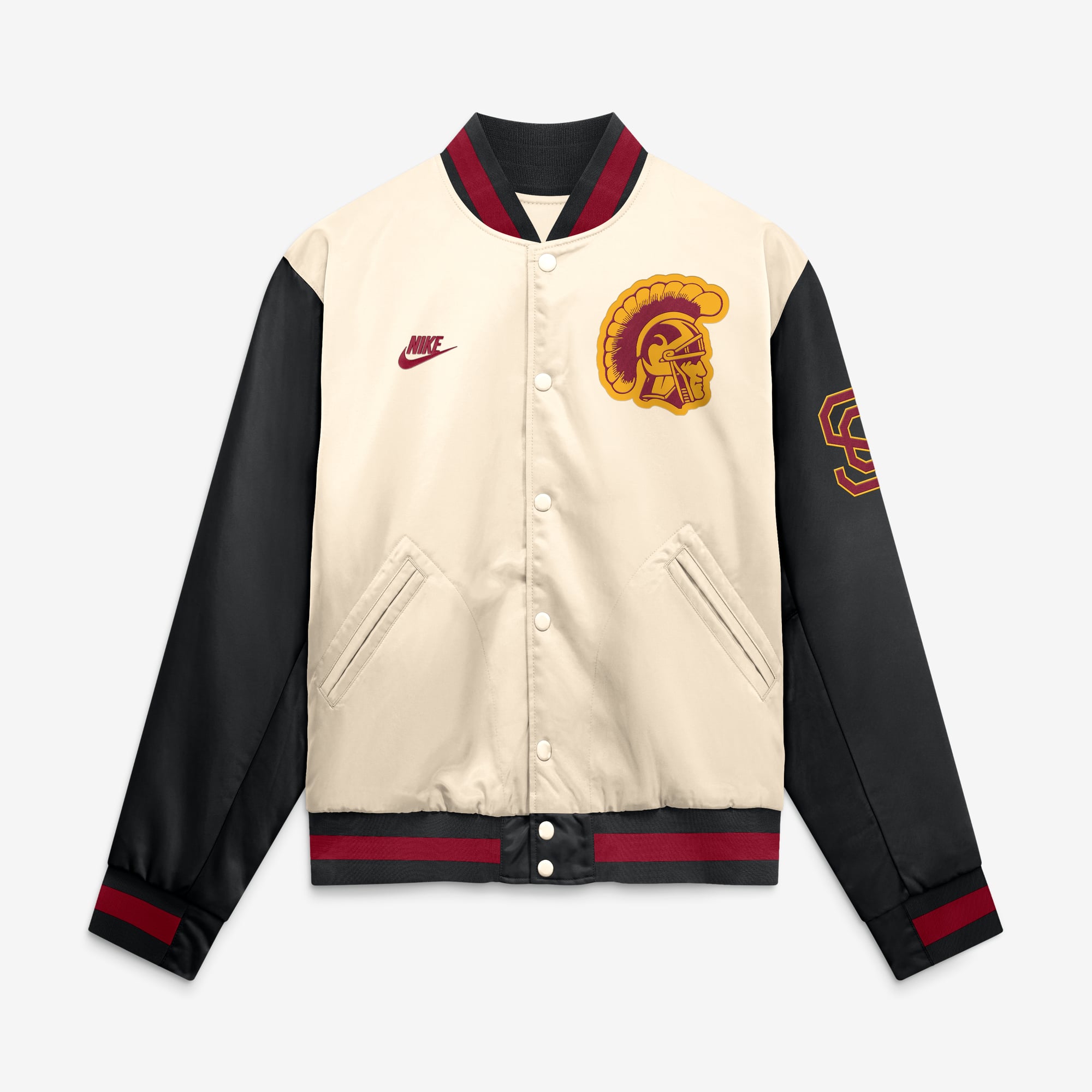 Men's Nike Natural/Black USC Trojans Legacy Full-Snap Bomber Jacket