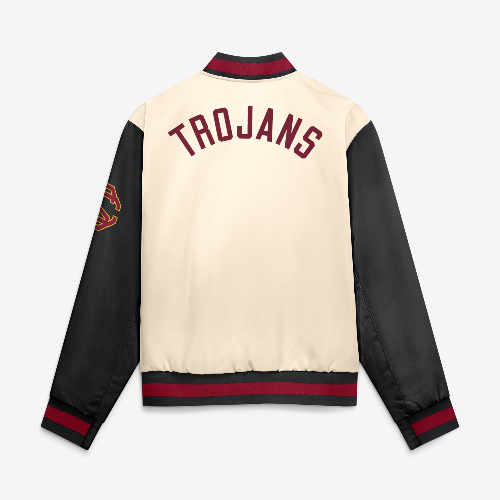 Men's Nike Natural/Black USC Trojans Legacy Full-Snap Bomber Jacket