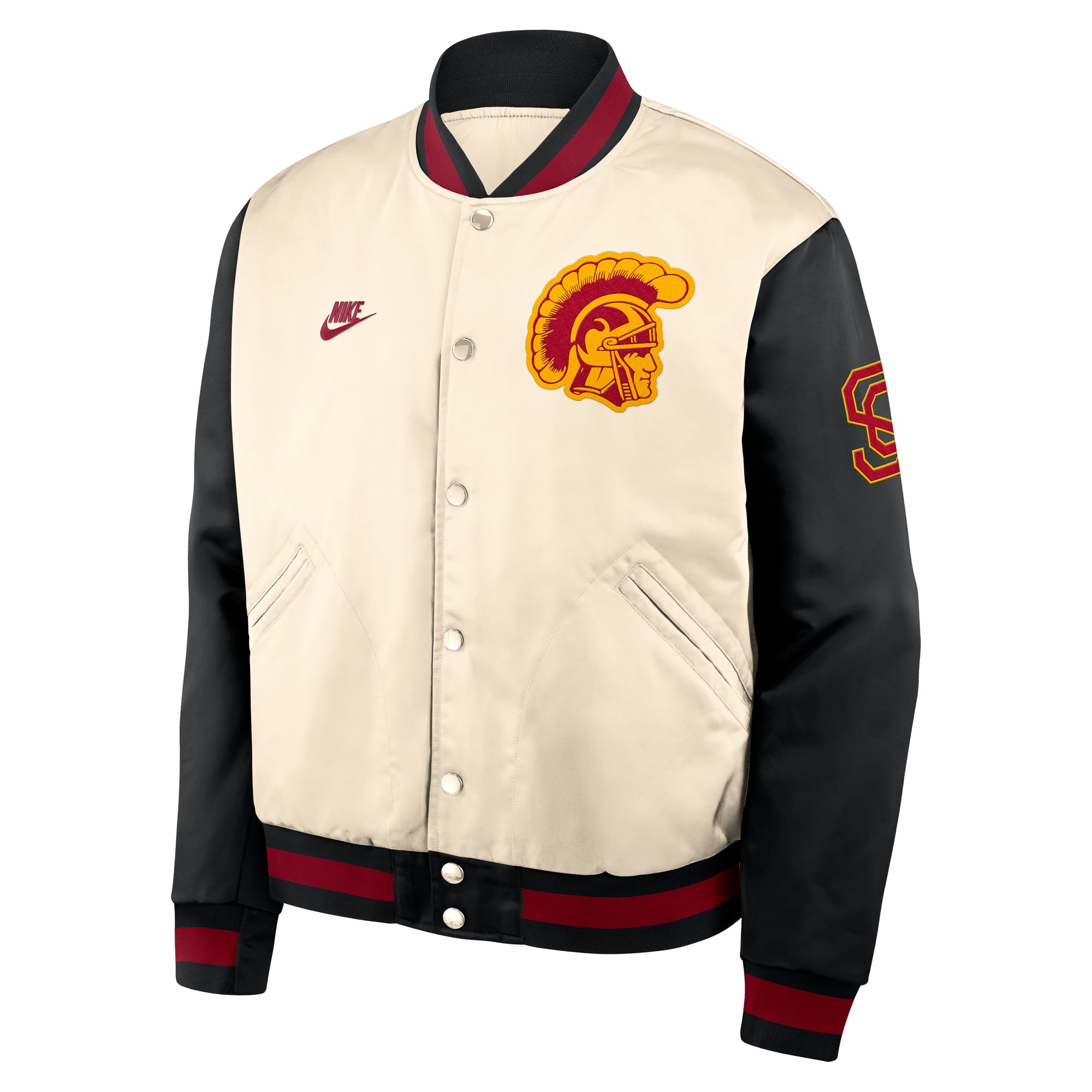 Men's Nike Natural/Black USC Trojans Legacy Full-Snap Bomber Jacket
