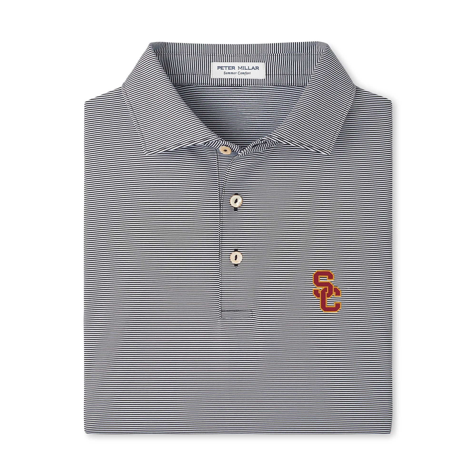 Men's Peter Millar  Black USC Trojans Jubilee Stripe Stretch Jersey Polo